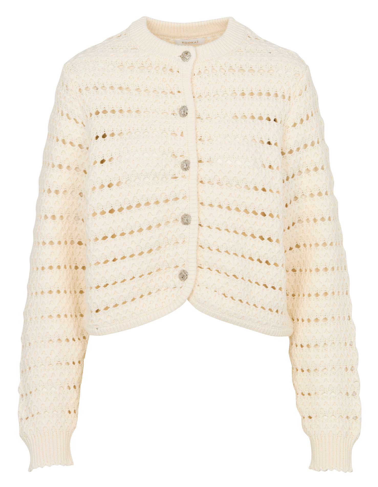 Rundhalsausschnitt Strickweste in Fantasiemuster KOOKAI Weiss