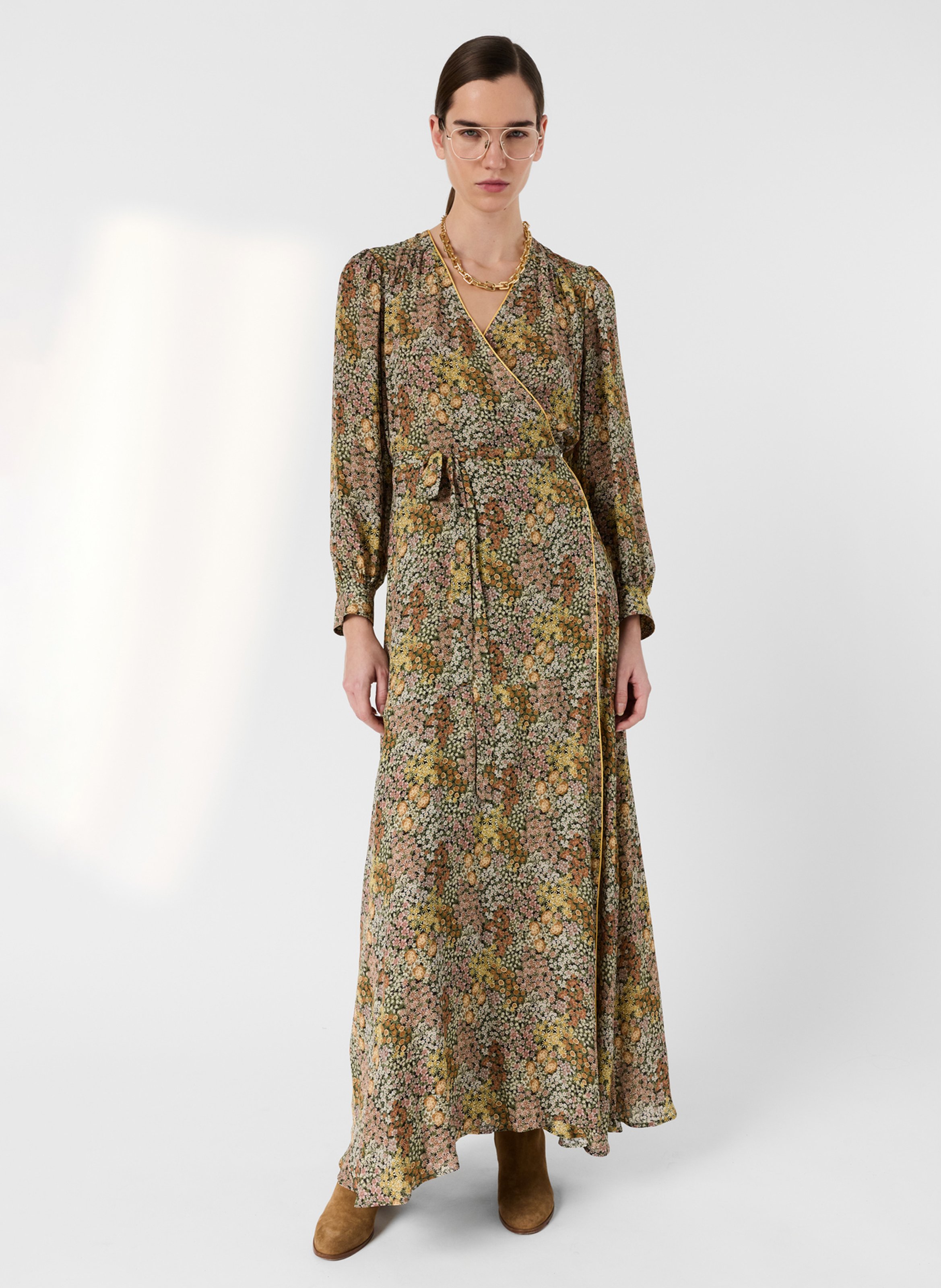 Robe longue col V mprimé GERARD DAREL Rosa