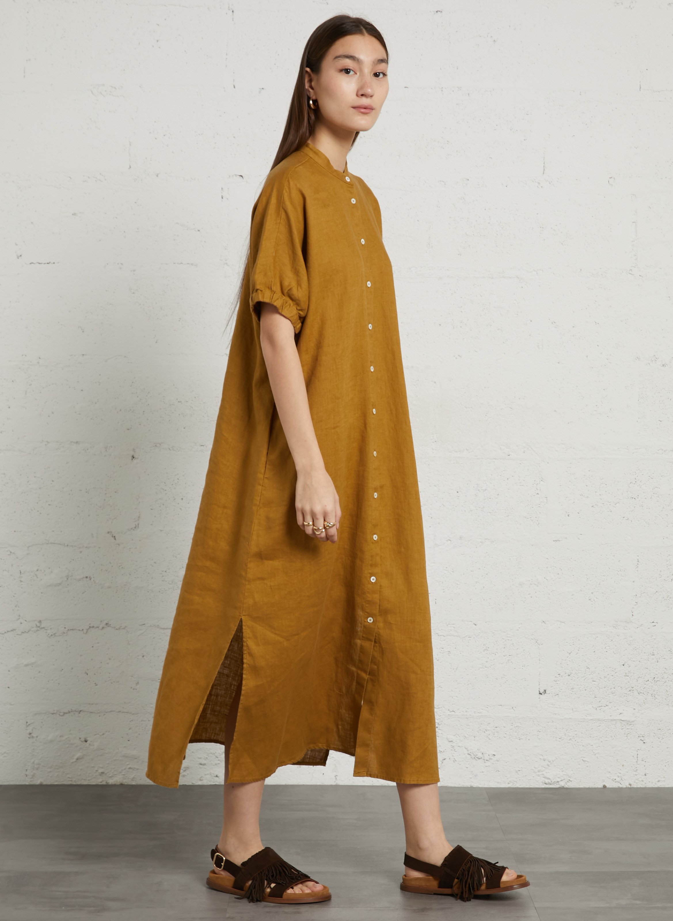 Flowy Linen Maxi Dress JC SOPHIE Brown