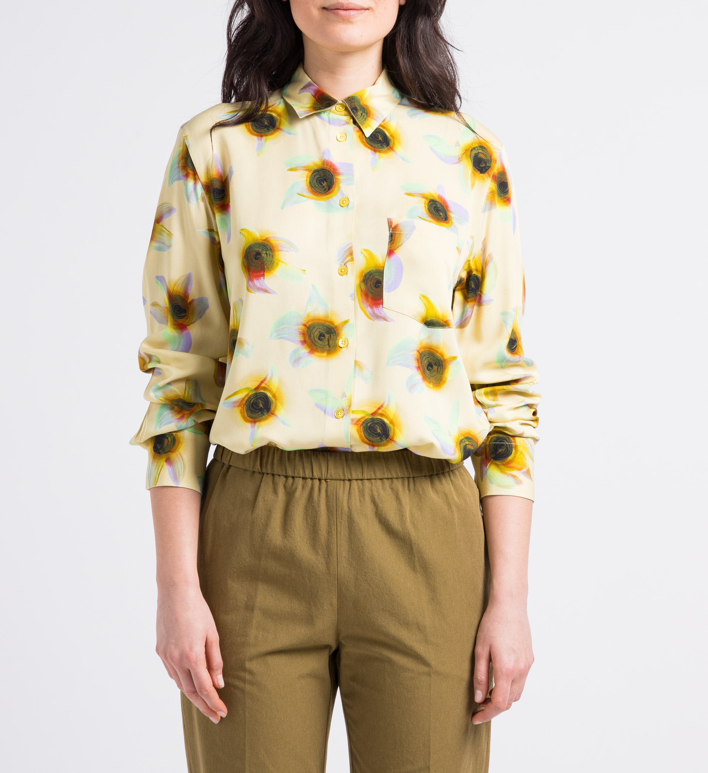 Gerade geschnittene fließende Bluse mit klassischem Kragen PAUL SMITH Gelb