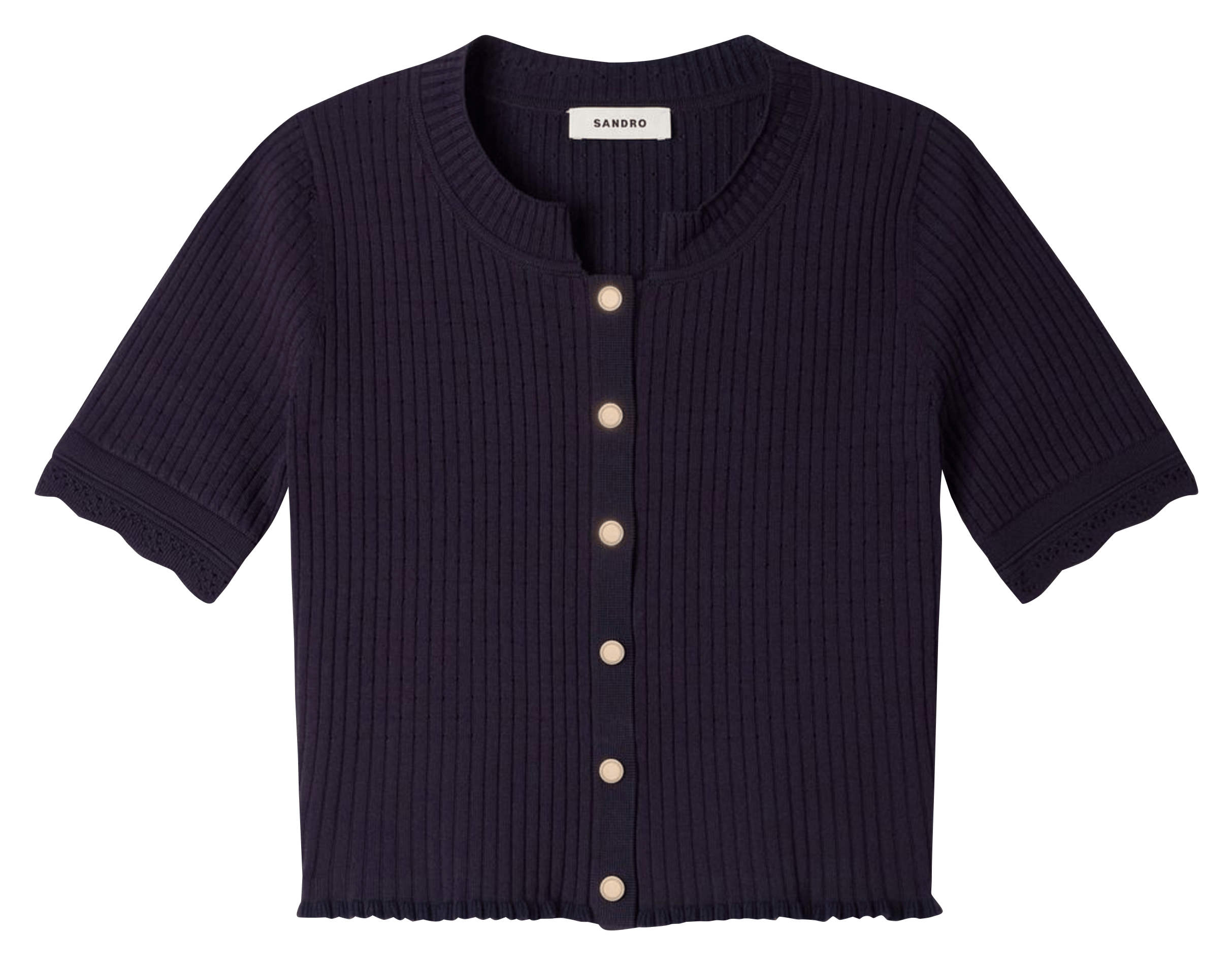 Cardigan court en maille SANDRO Bleu