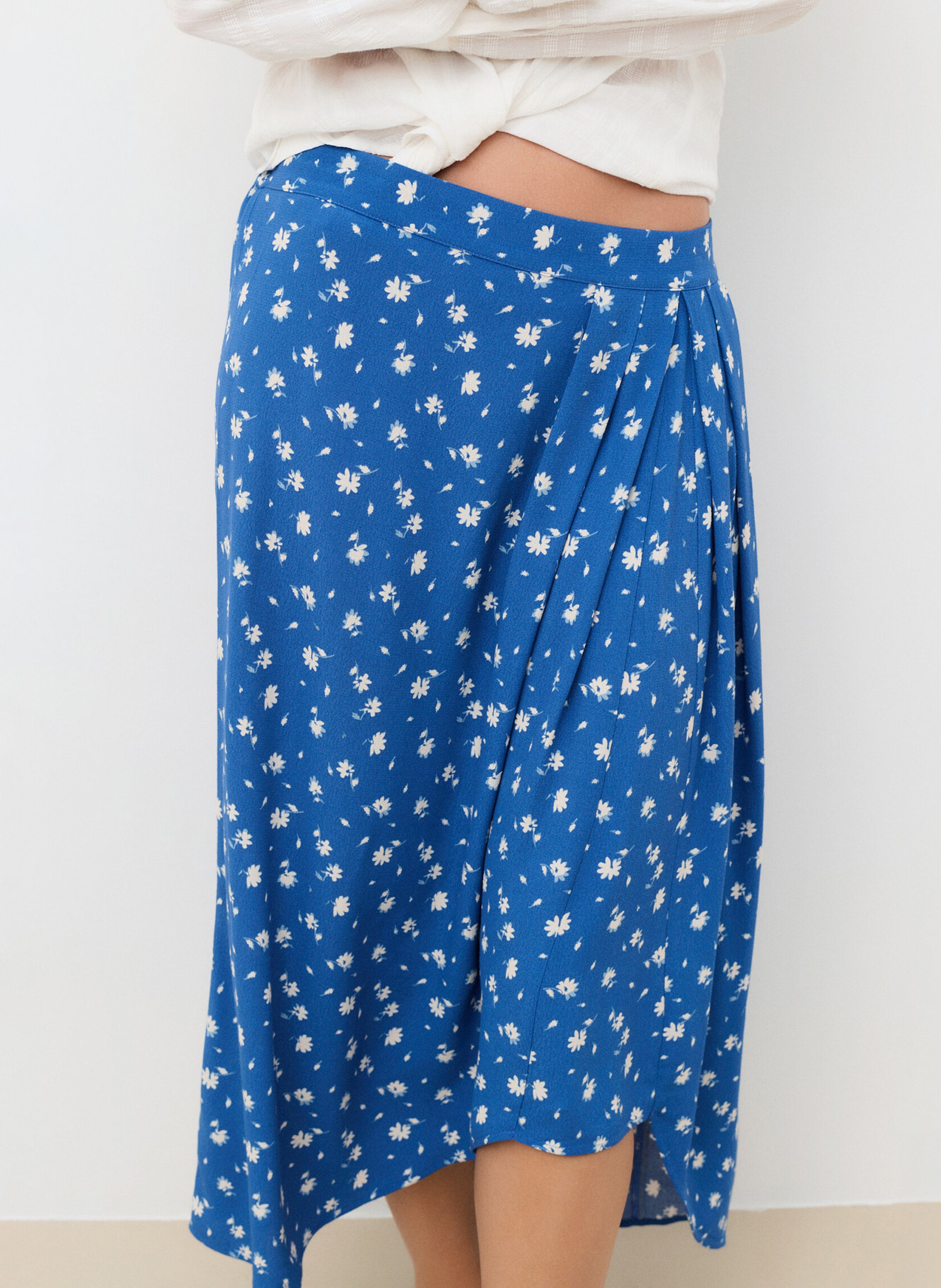 Jupe midi asymétrique à pois CAROLL Bleu