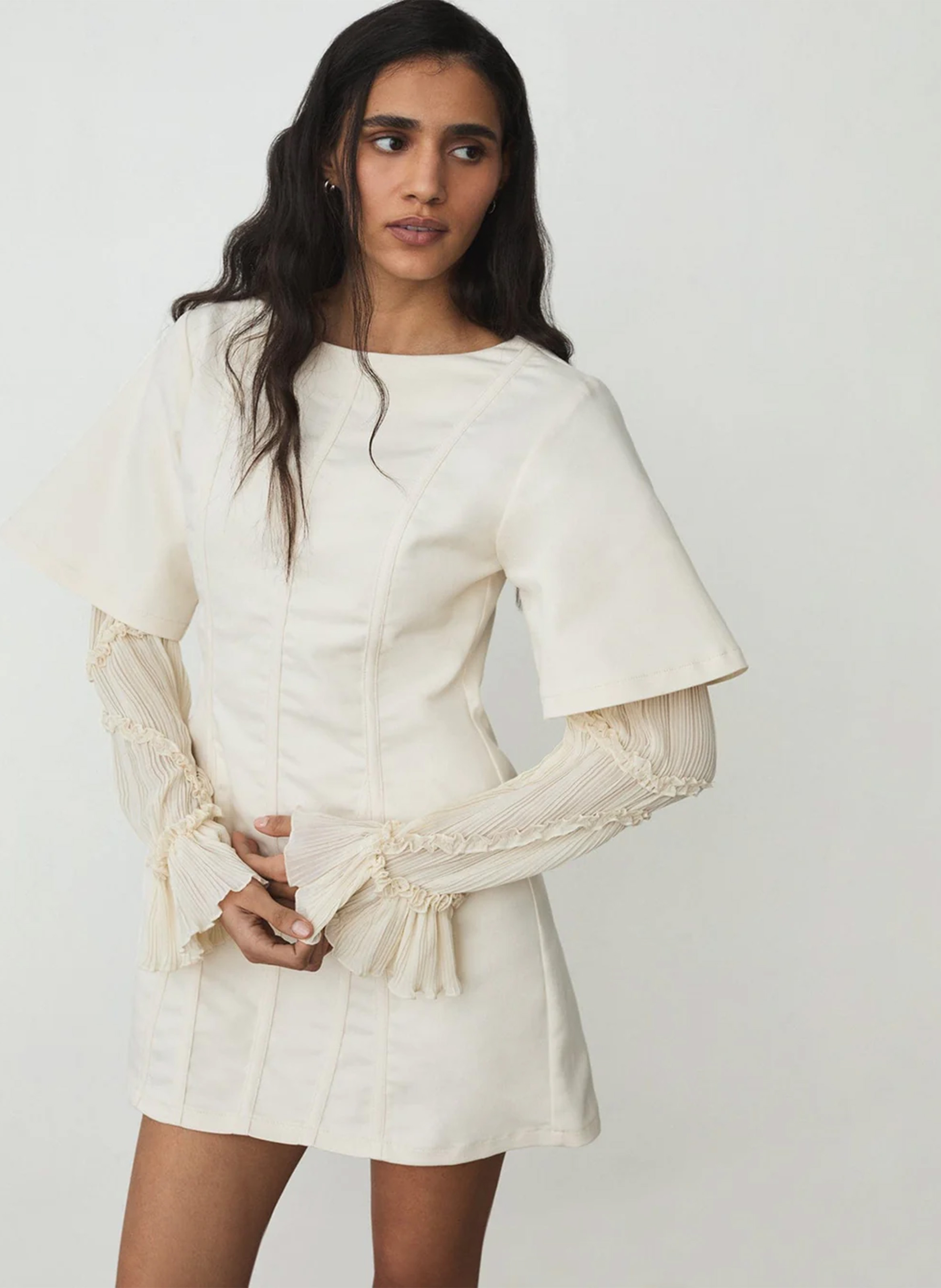 Robe courte col rond LAAGAM Blanc