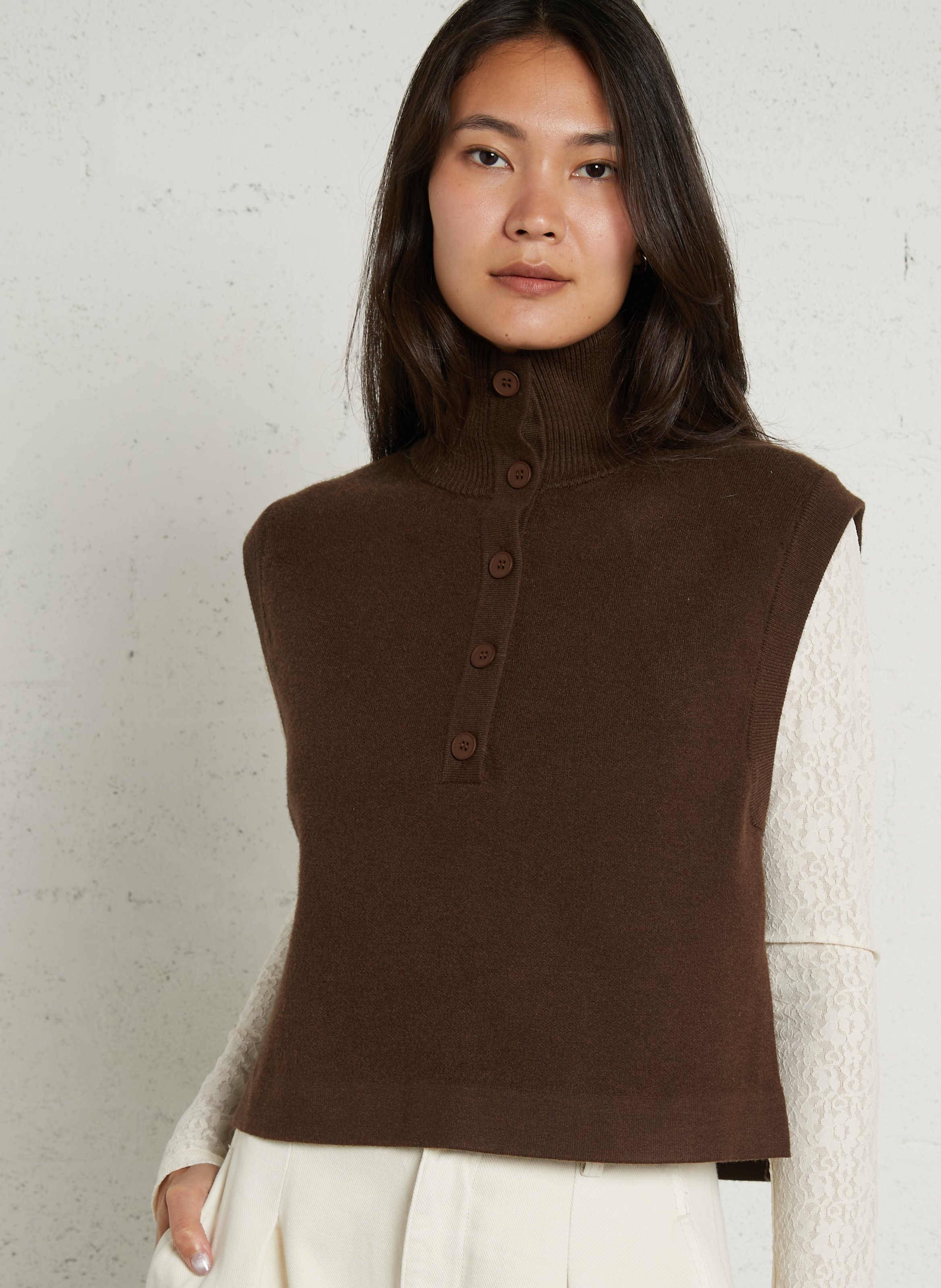 Pull oversize col montant SUNCOO Marron