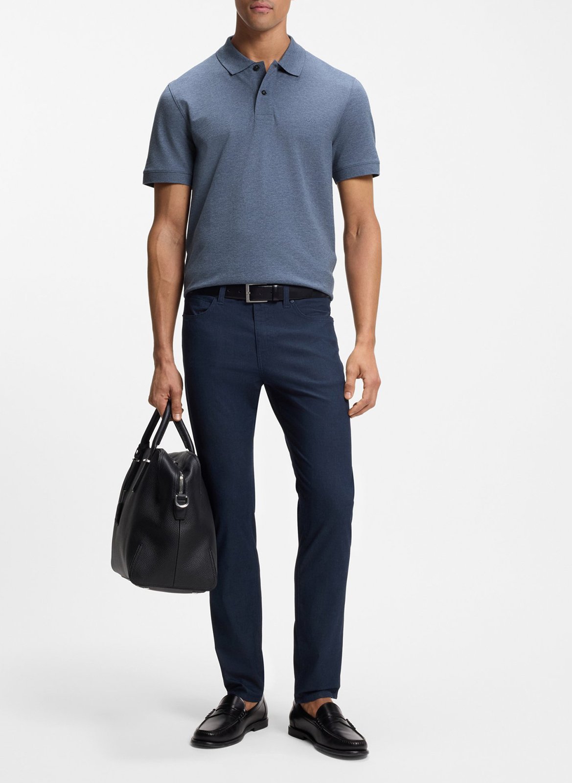 Polo manches courtes droit uni BOSS Bleu