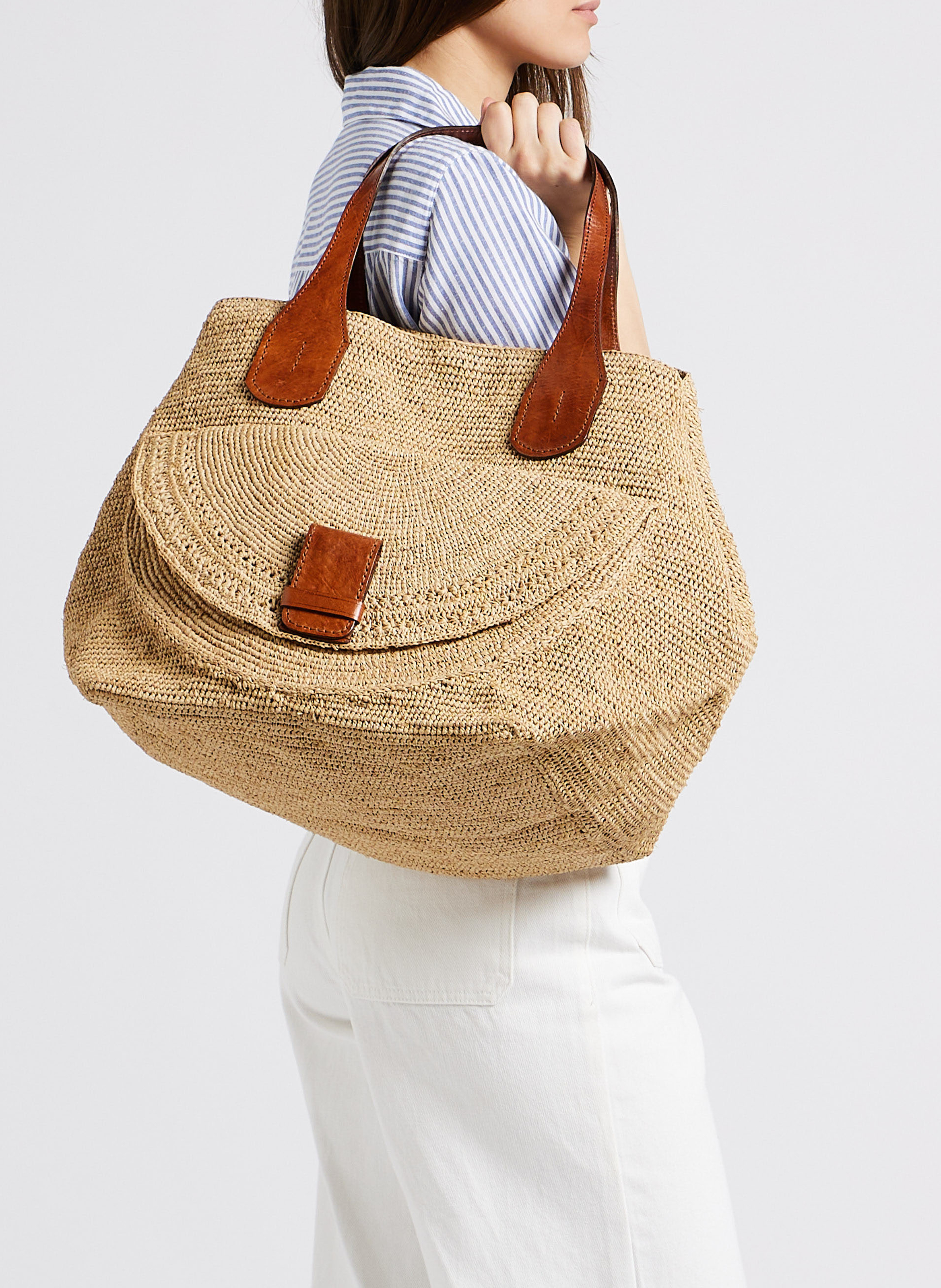 Raffia tote bag IBELIV Beige