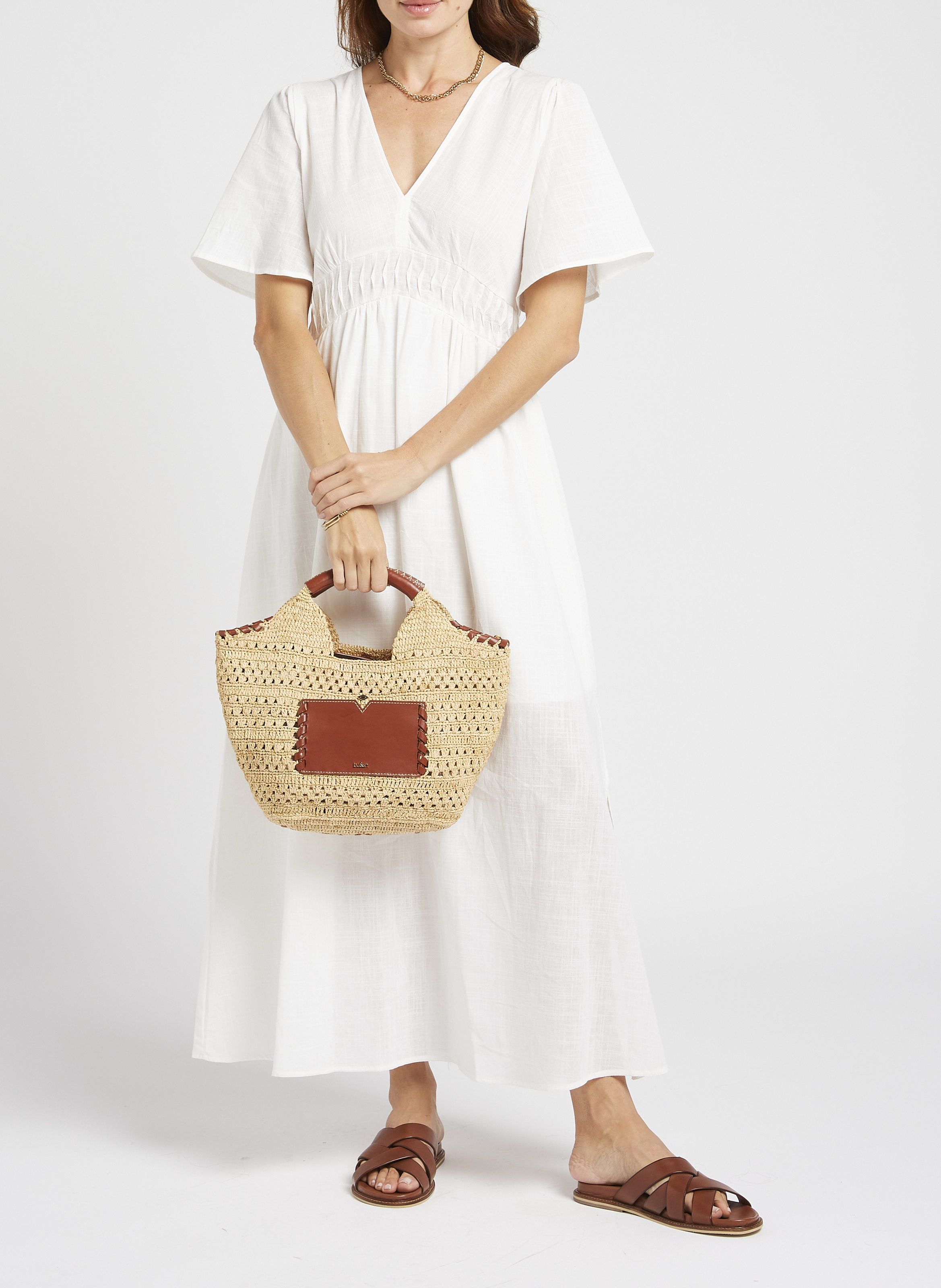 Sac cabas en raphia  BA&SH Marron
