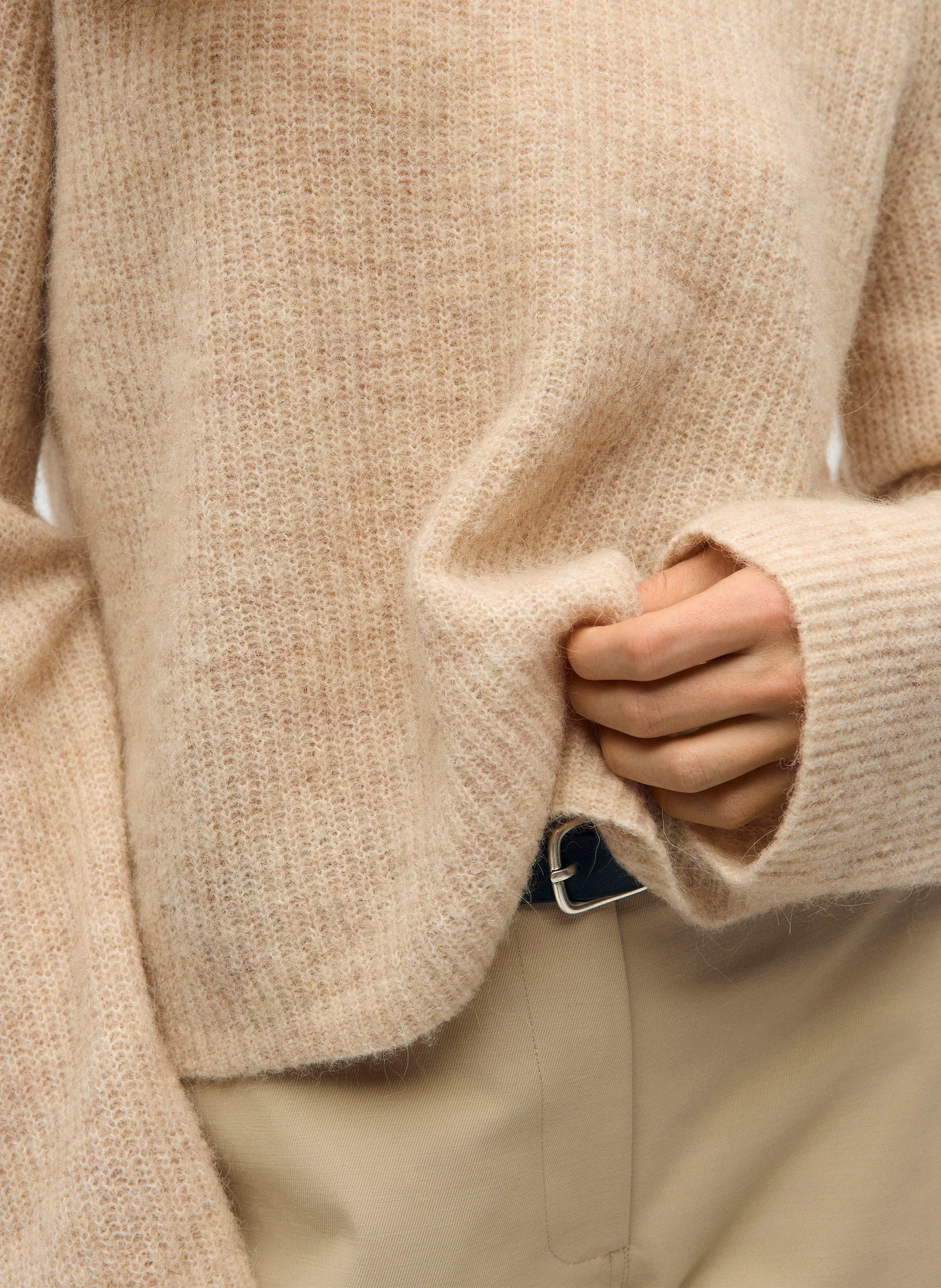 Round-neck wool-blend sweater OBJECT Brown