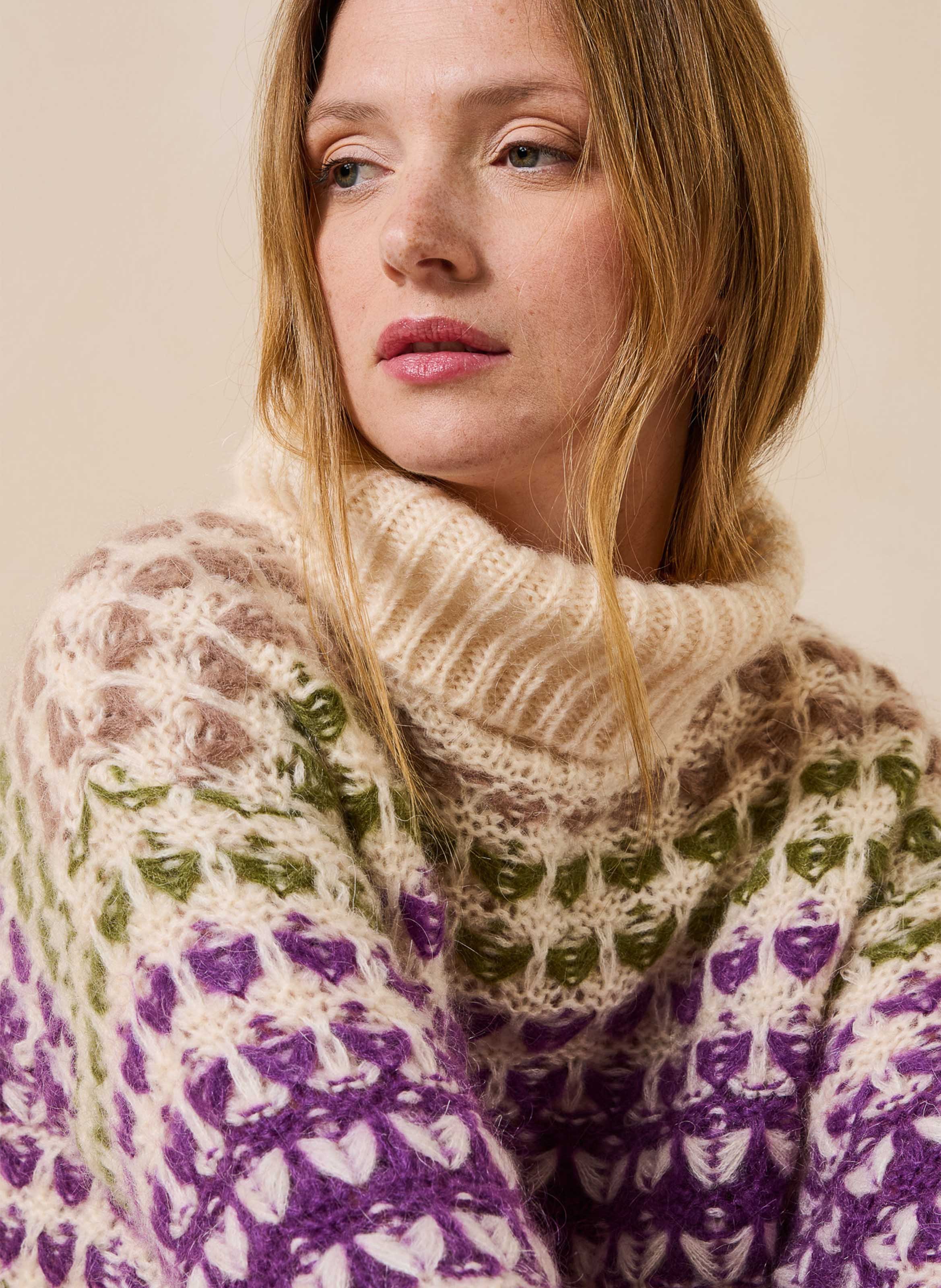 Oversized high-neck knit sweater LA FEE MARABOUTEE Multicolored
