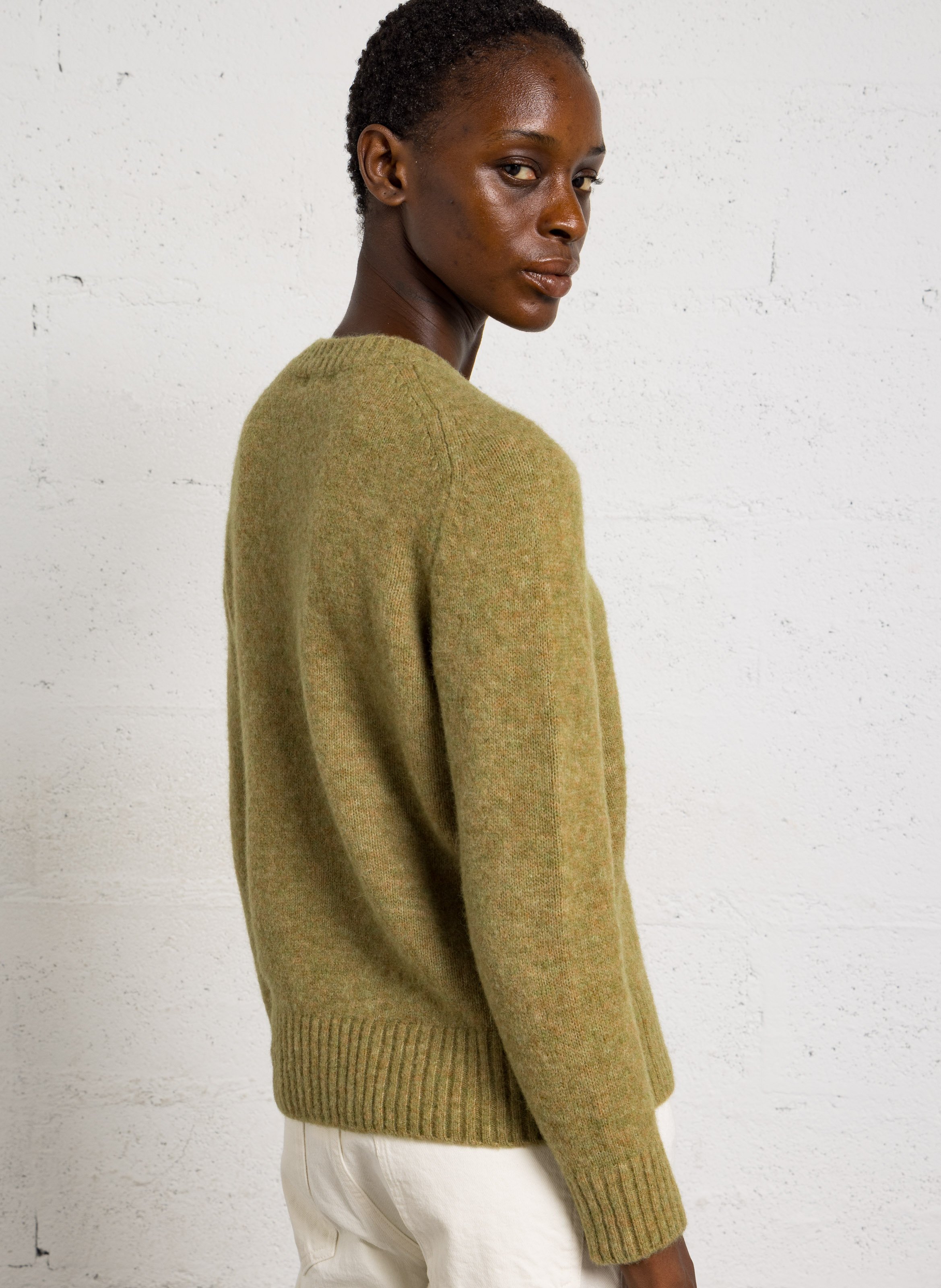 Oversize round-neck knit sweater SOEUR Green