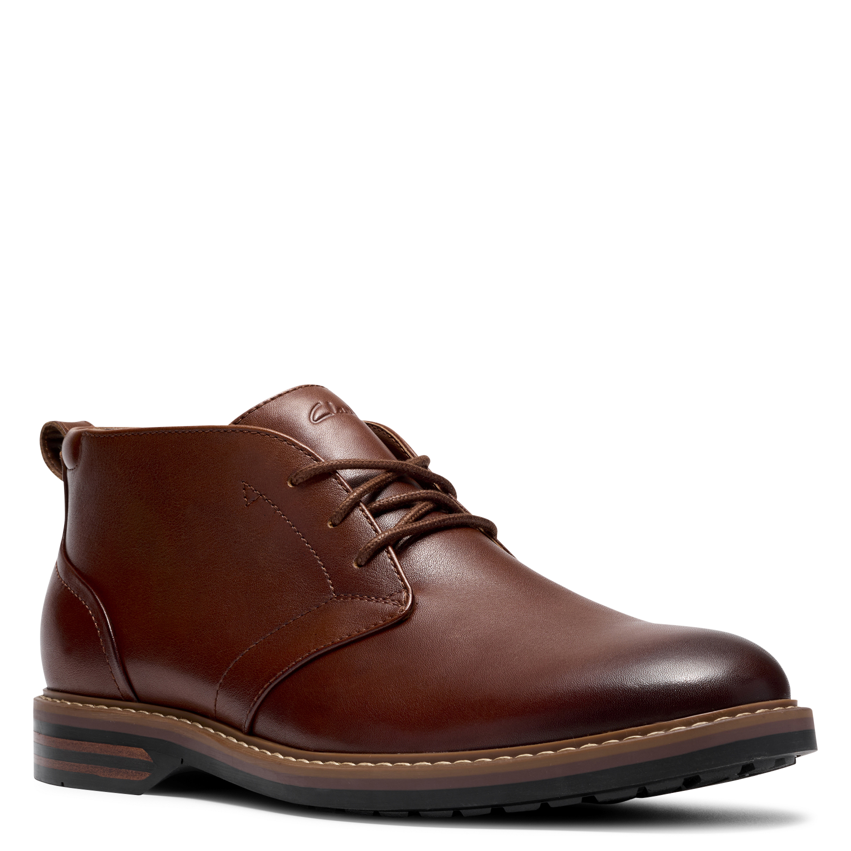 Boots à lacets en cuir lisse CLARKS Marron