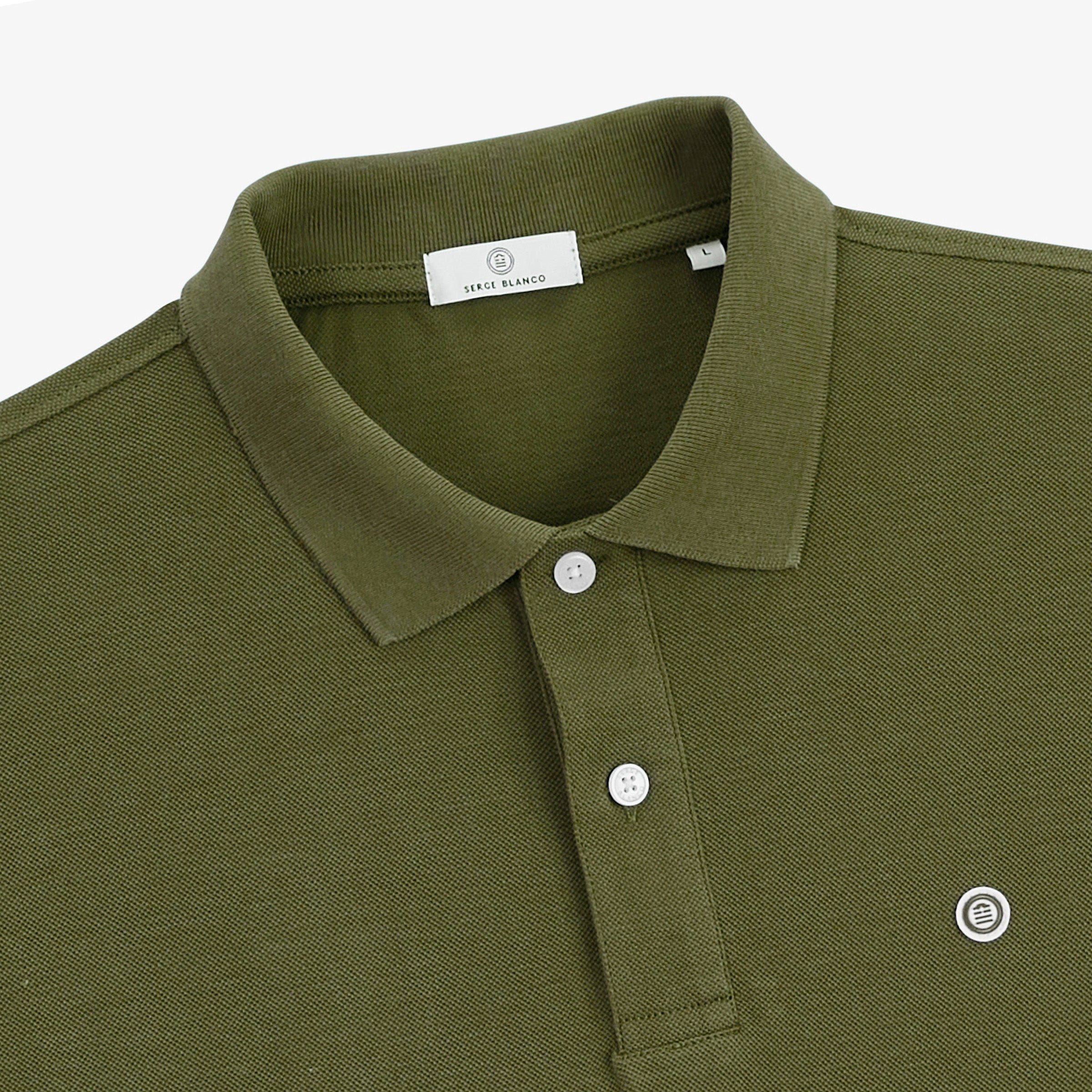 Short-sleeved military green cotton piqué polo. SERGE BLANCO Green