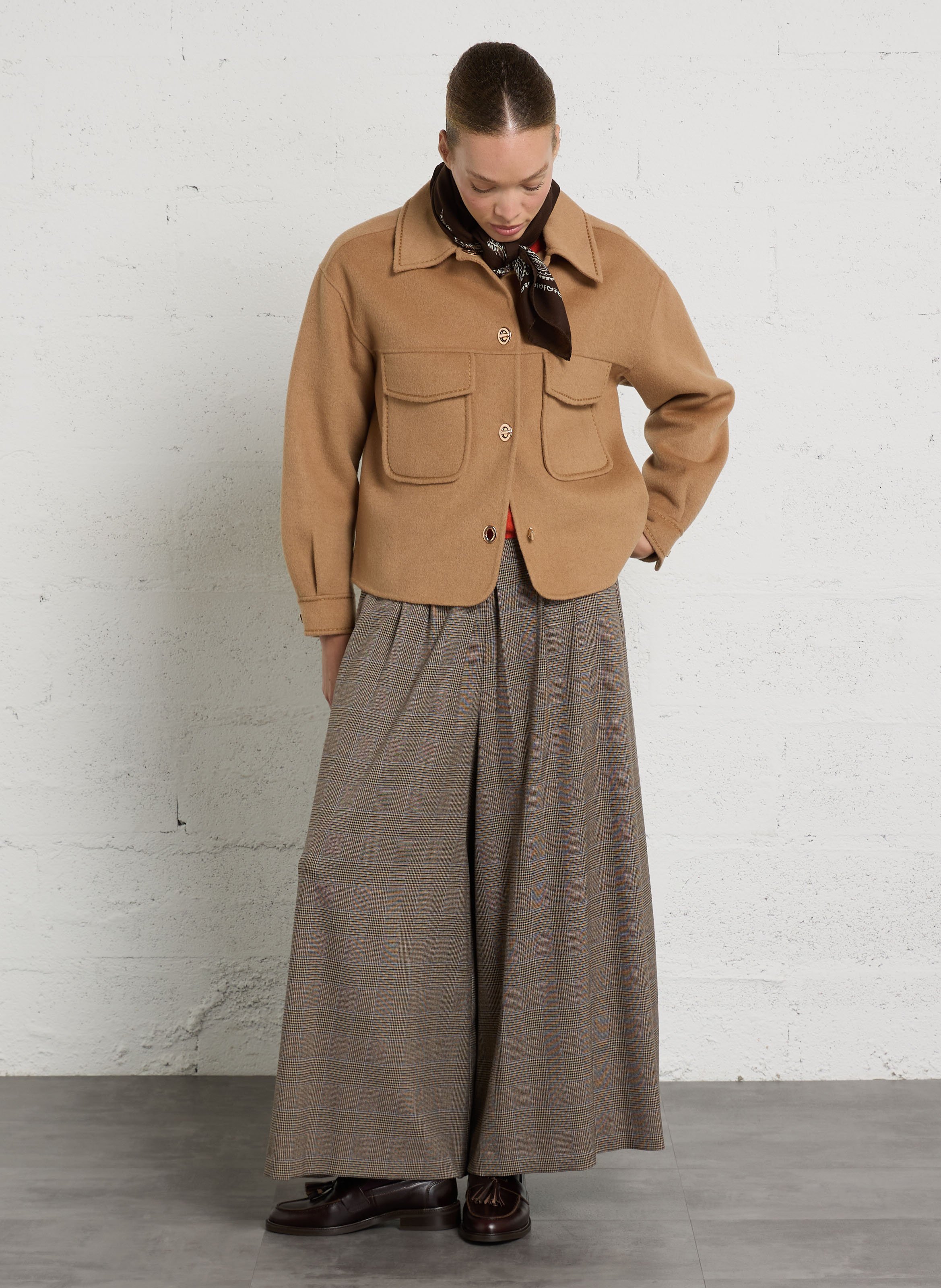 Veste droite à col classique en laine mélangée MAISON 123 Beige