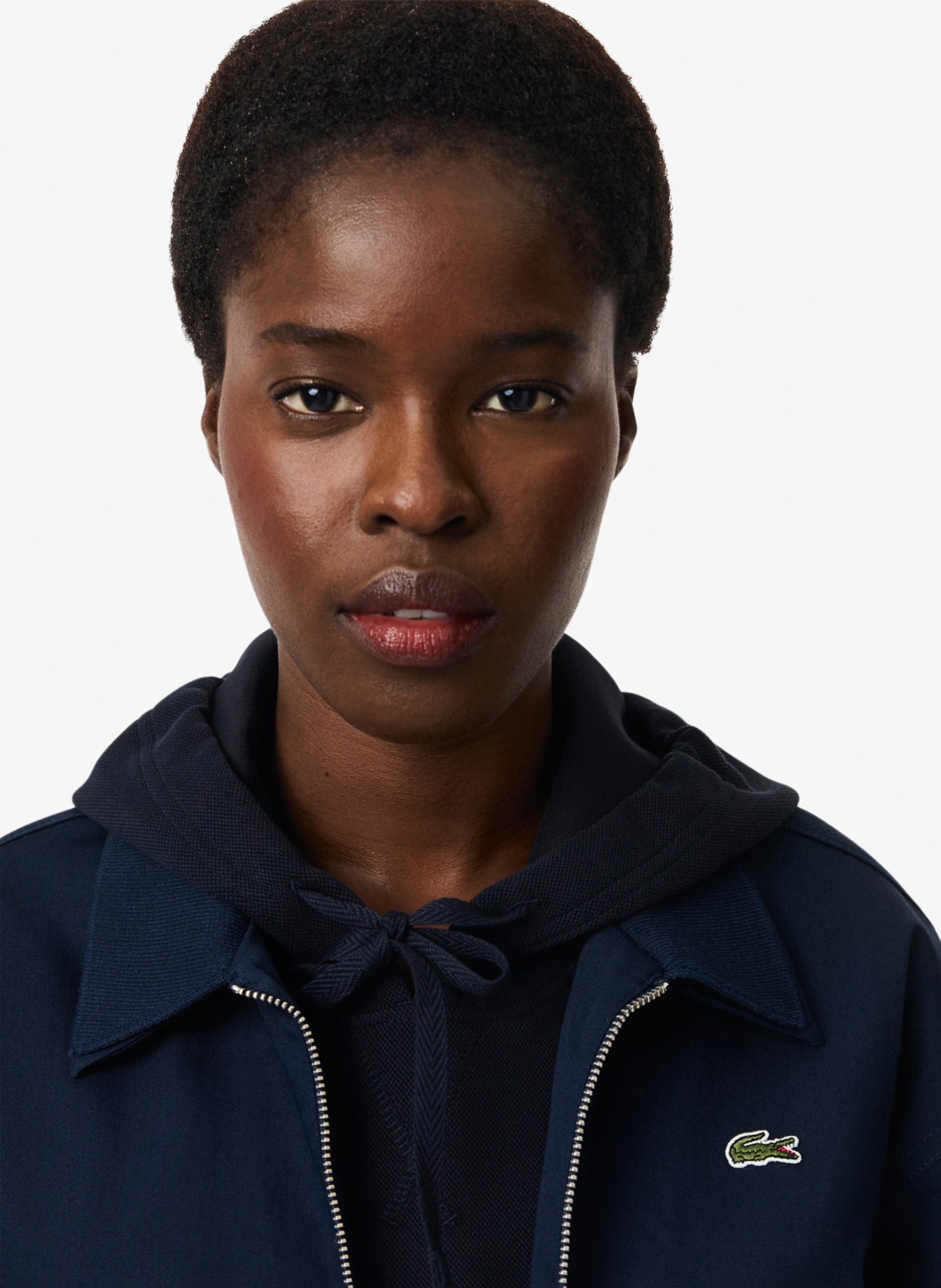 Gerade geschnittene Jacke aus Baumwoll-Mix mit klassischem Kragen LACOSTE Blau
