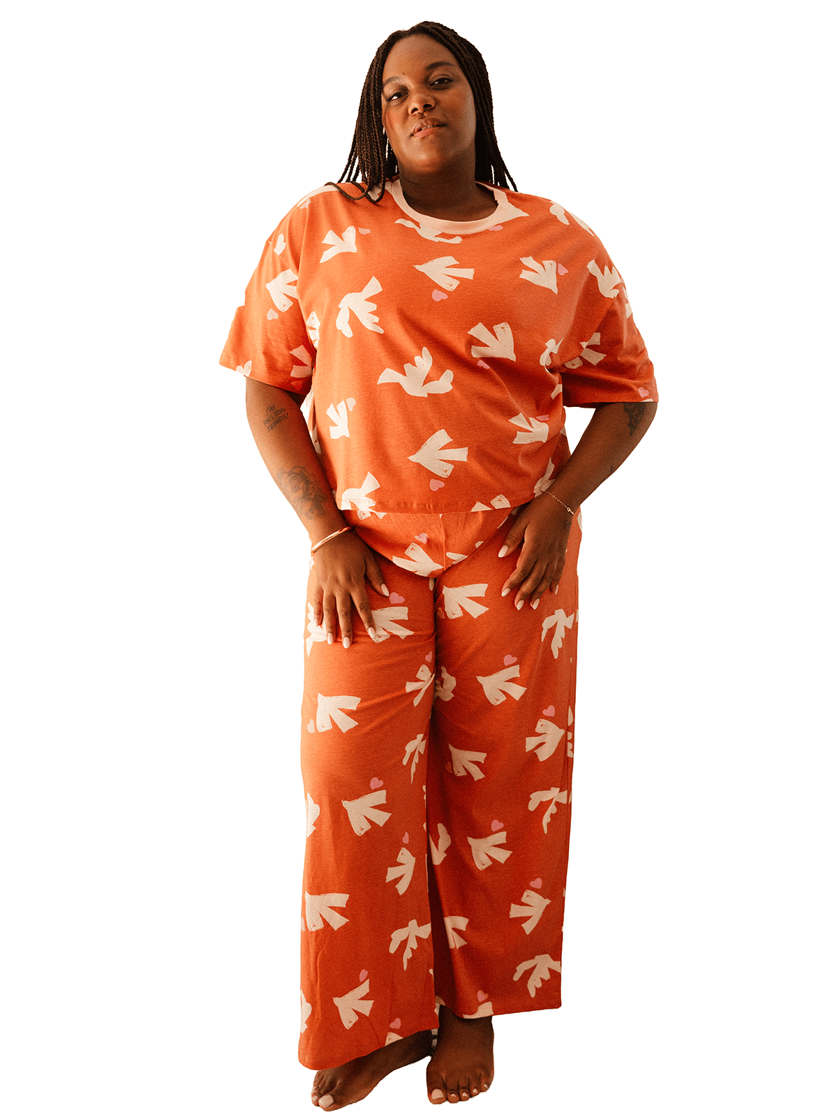 Ensemble de pyjama long ample imprimé WE ARE JOLIES Rose