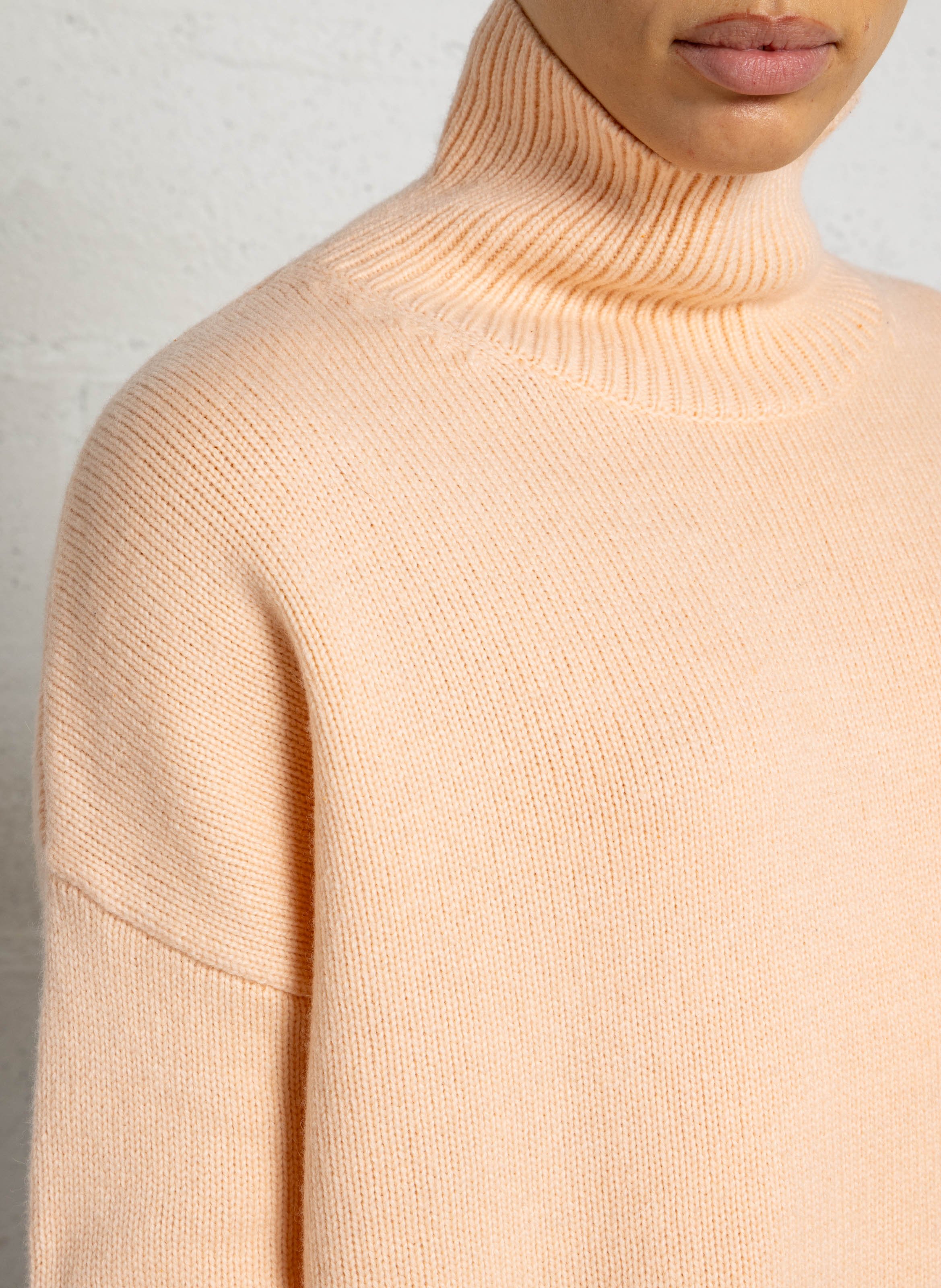 Loose-fit wool-blend sweater with high neck BELLEROSE Pink