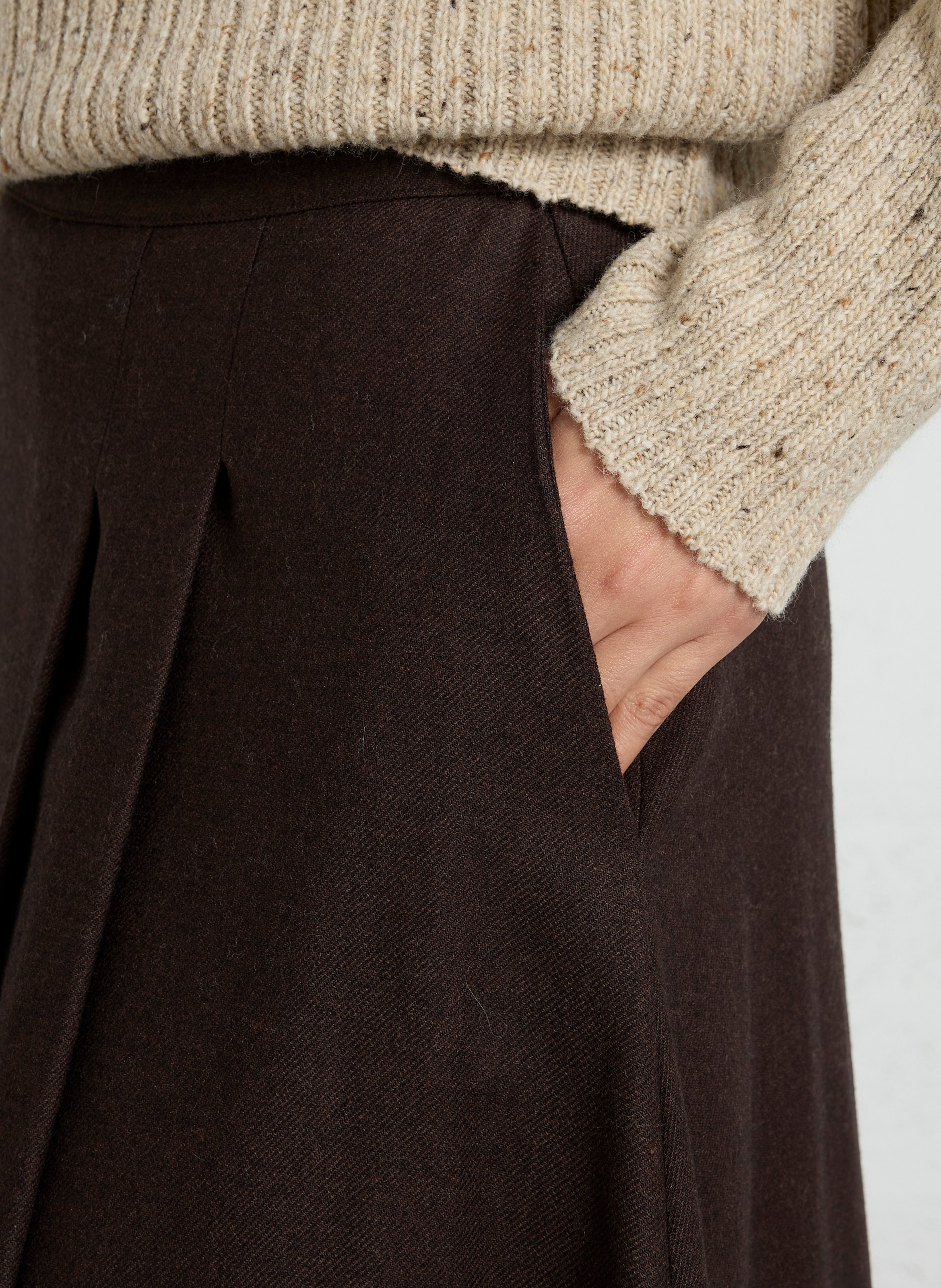 Long flared skirt DIEGA Brown