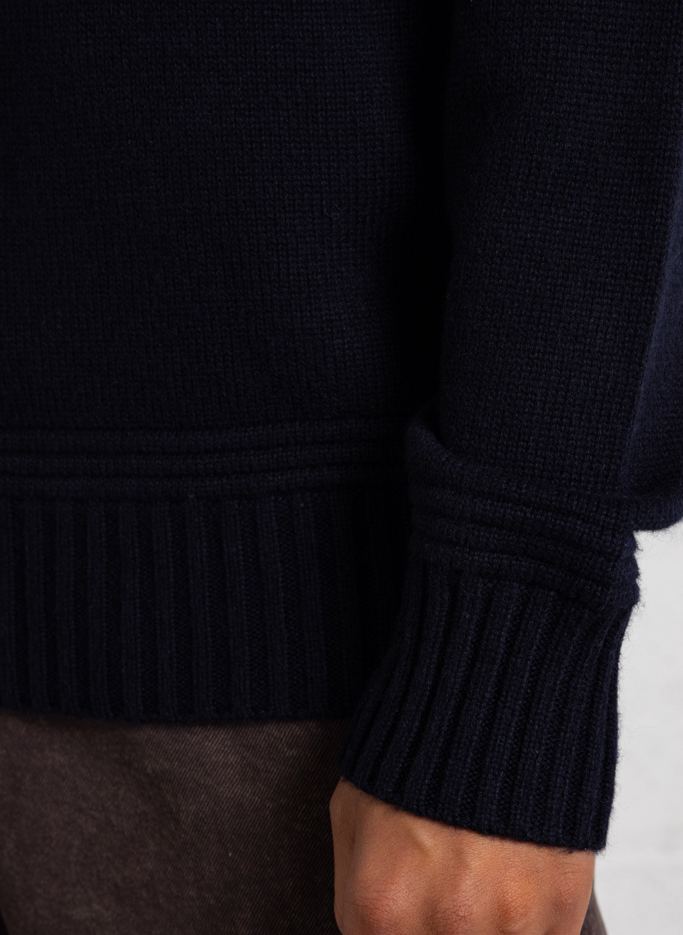 Round-neck mixed-knit straight sweater SCHOTT Blue
