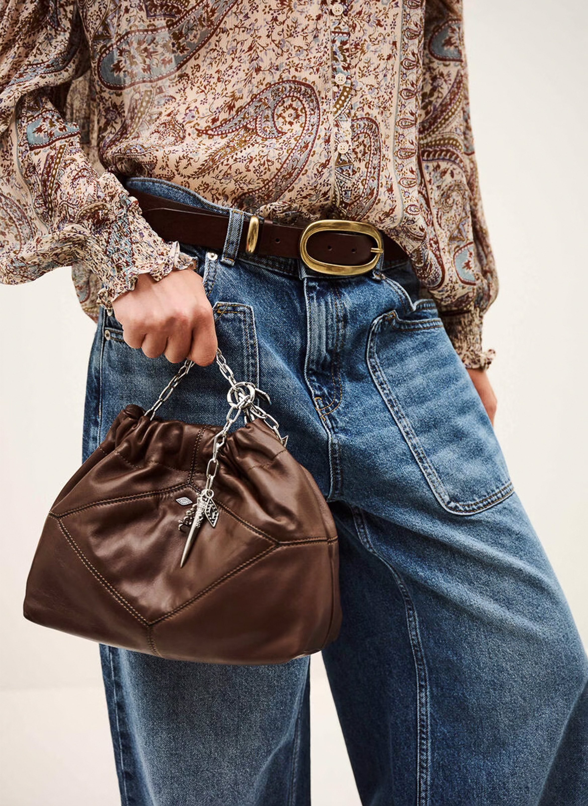 Sac porté épaule en cuir BA&SH Marron