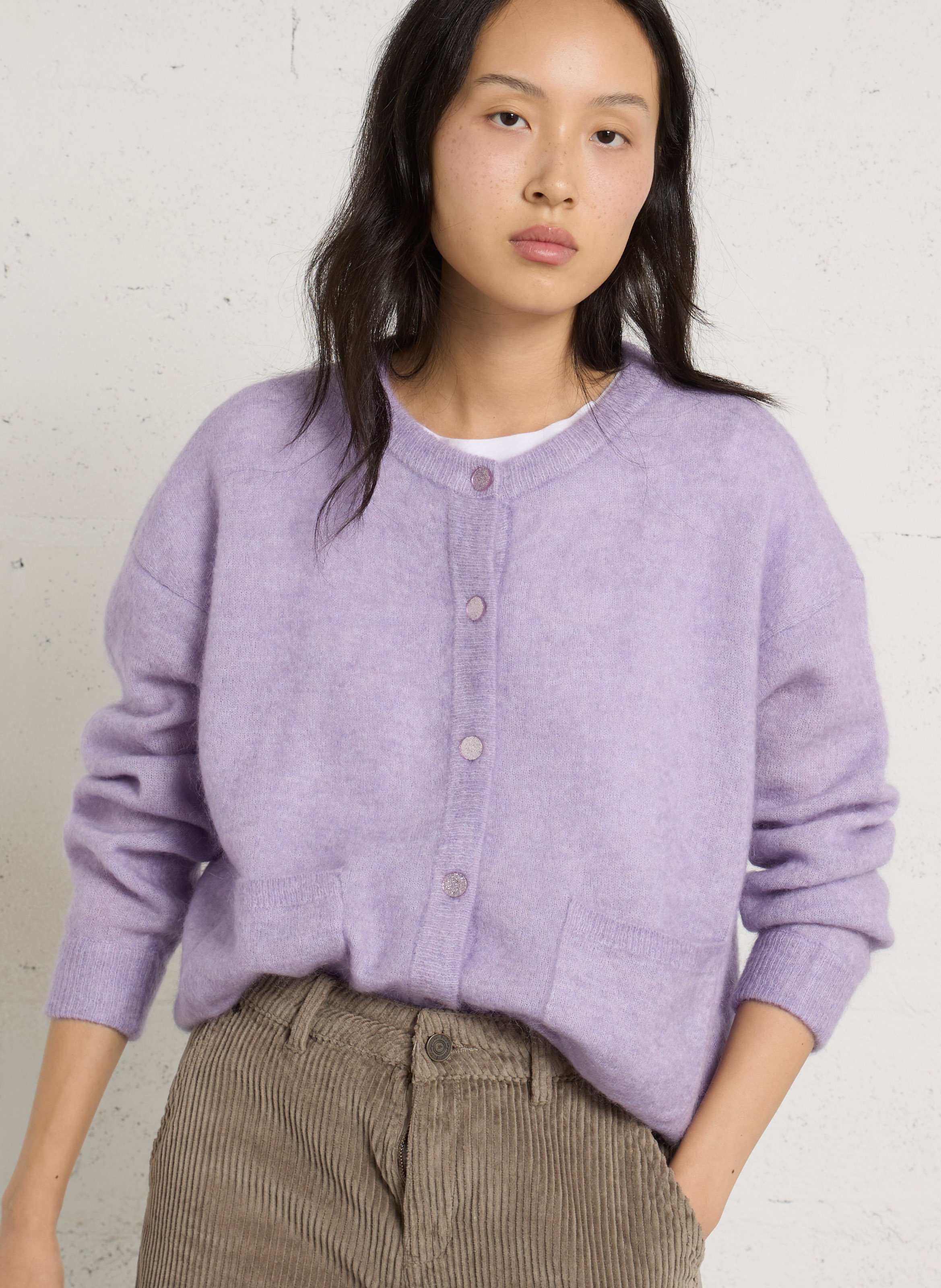 Straight round-neck wool-blend cardigan DES PETITS HAUTS