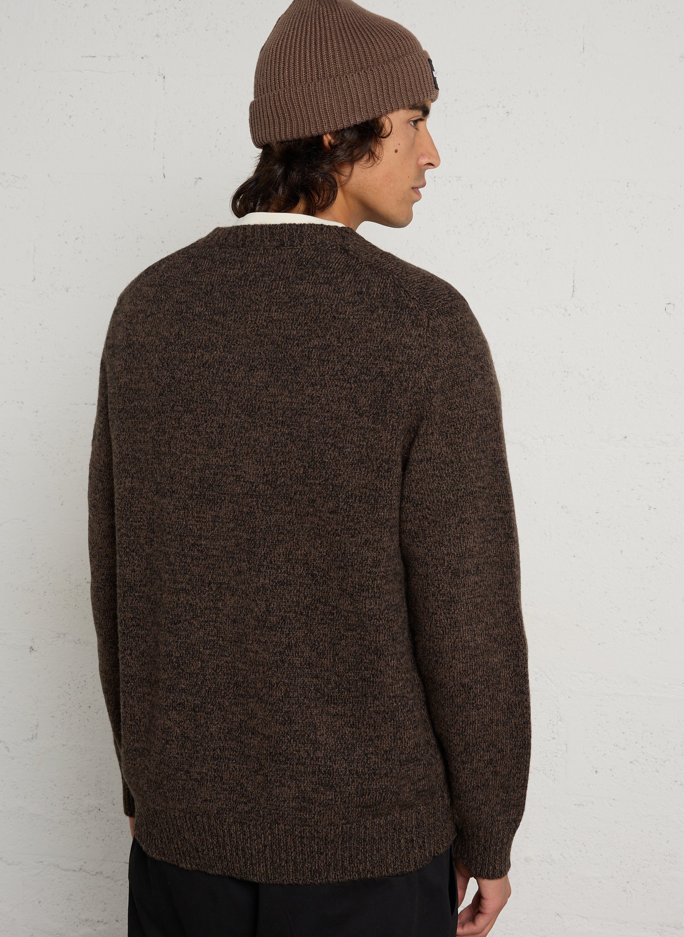Round-neck wool-blend straight-cut sweater CASUAL FRIDAY Brown