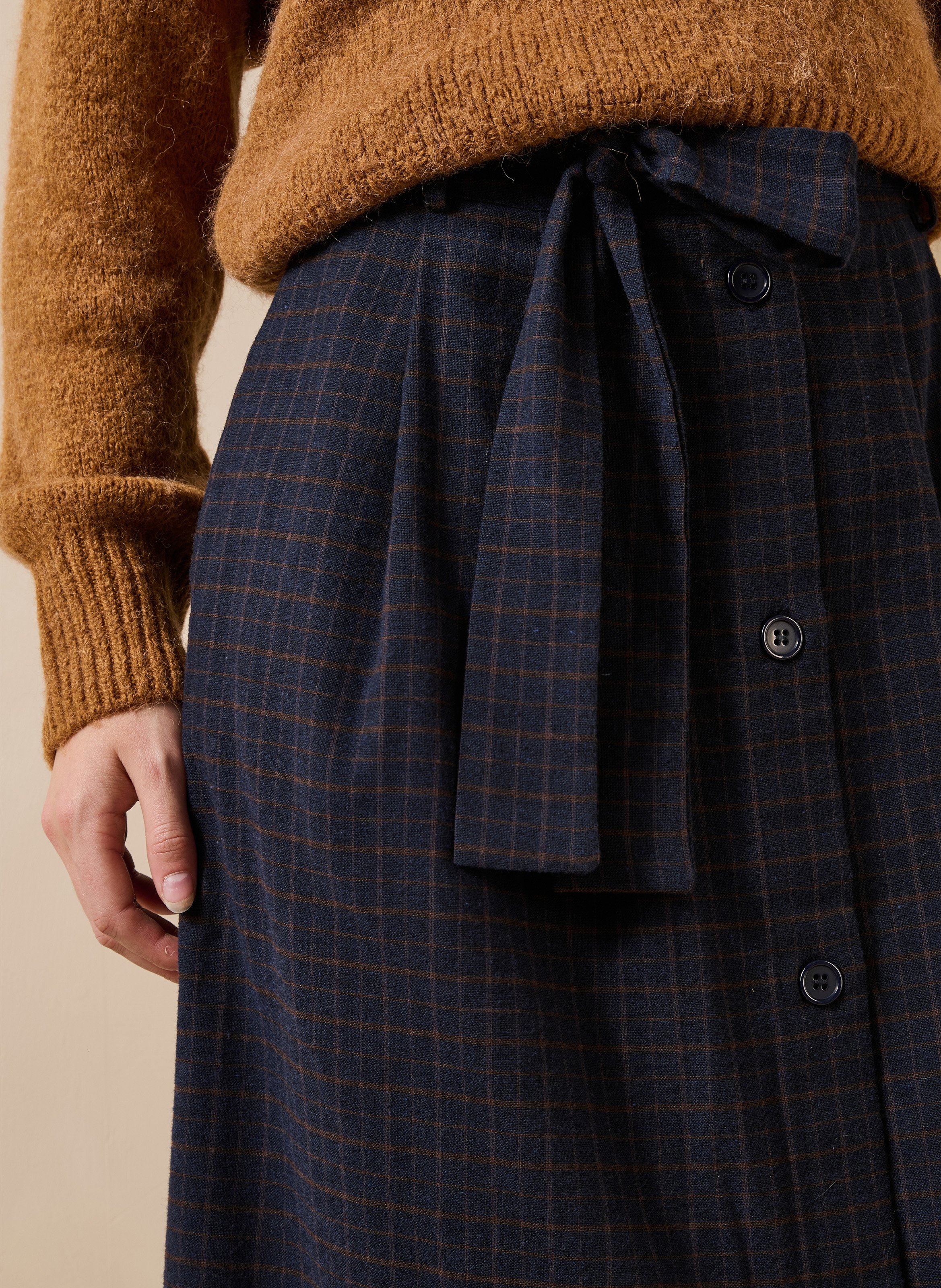 Halflange rok met knopen - katoenblend LA FEE MARABOUTEE Blauw