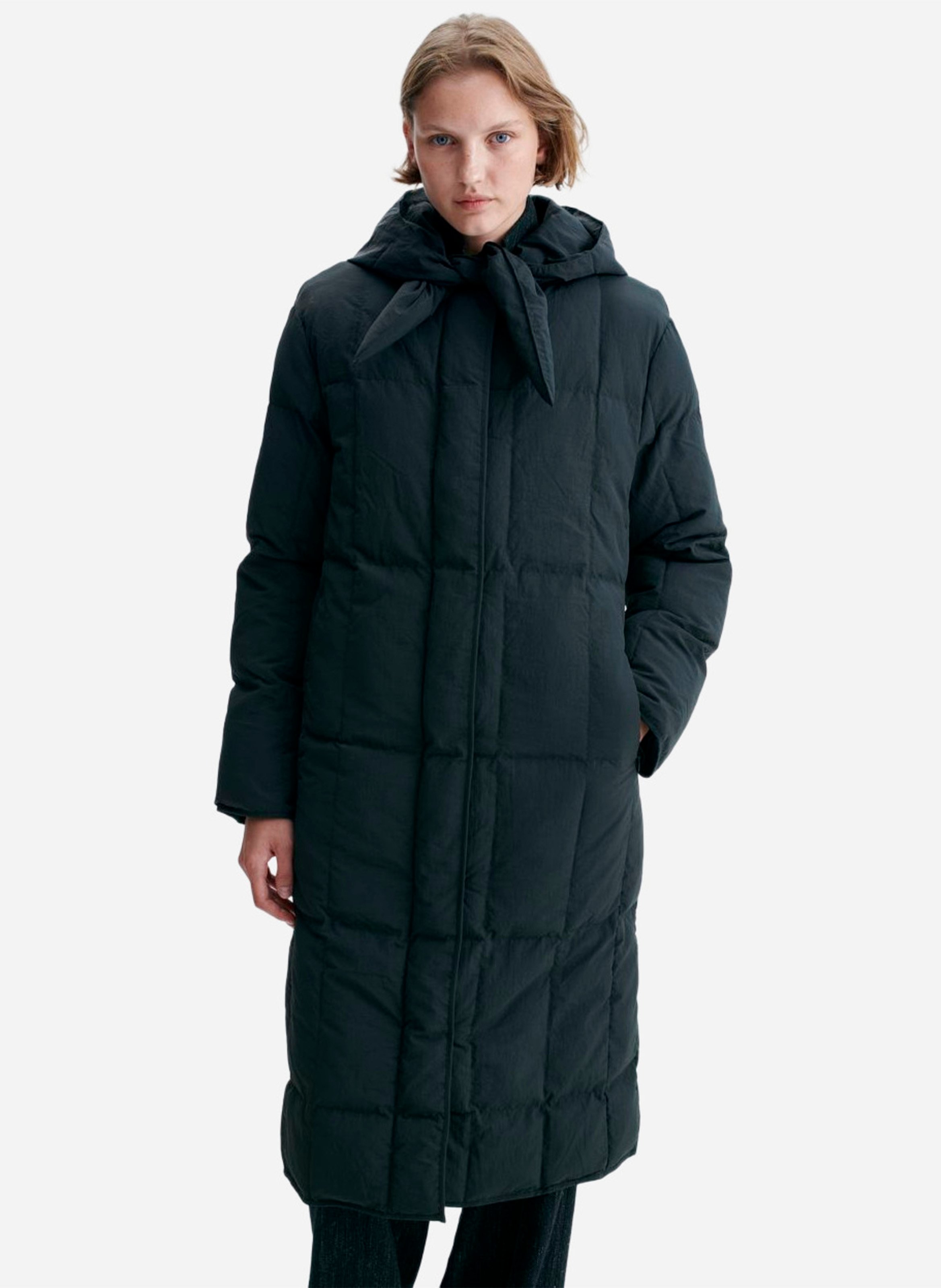 Plain long hooded puffer jacket VANESSA BRUNO Green