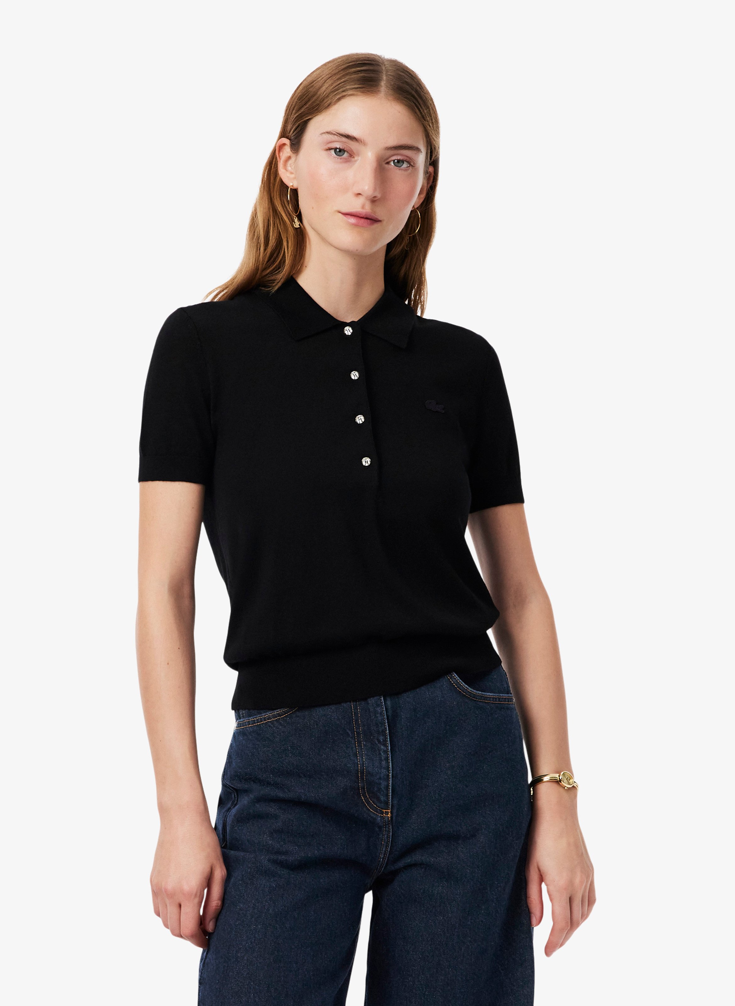 Straight-cut short-sleeved polo shirt LACOSTE Black