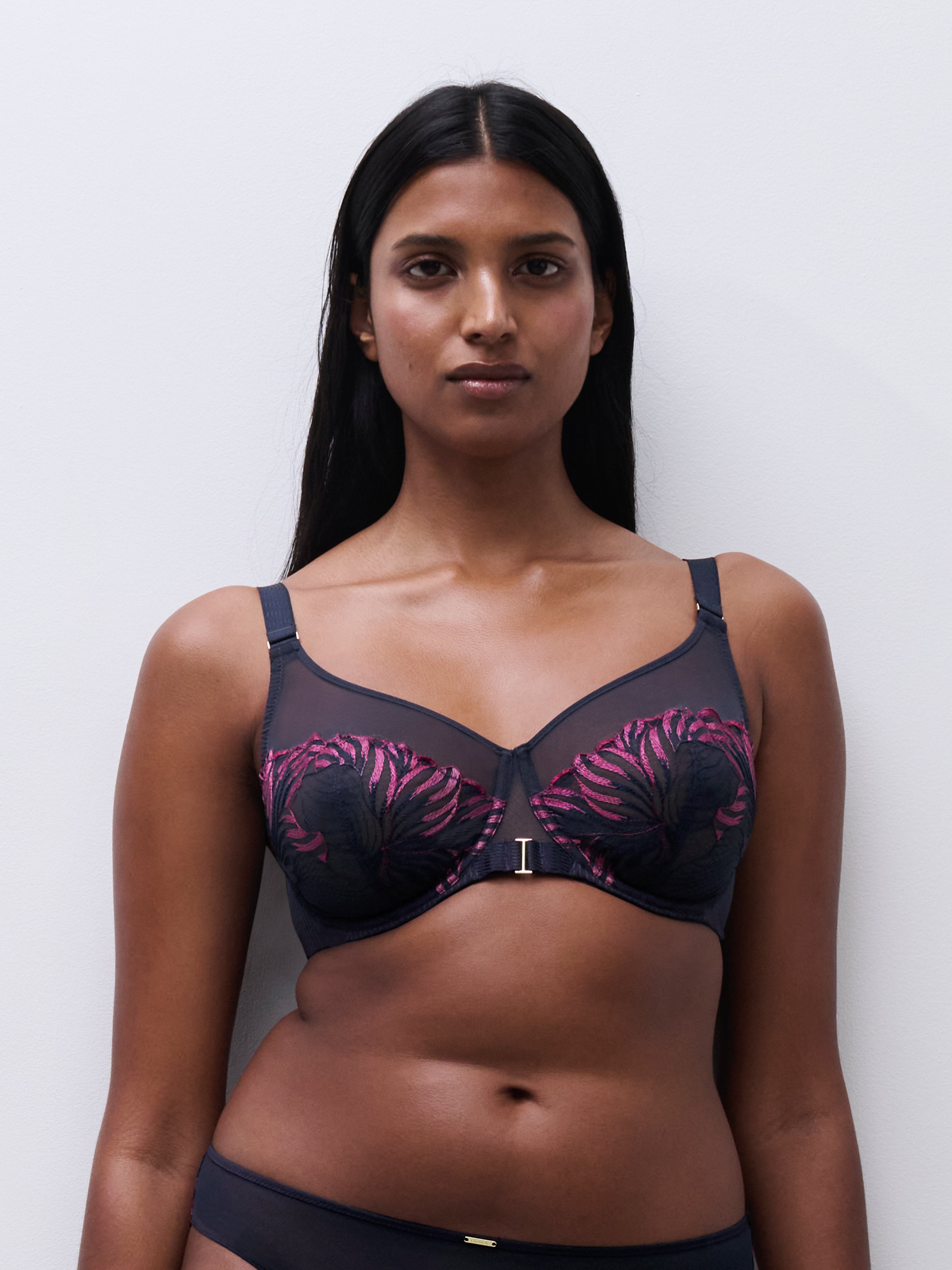 Very supportive embroidered bra CHANTELLE Grey