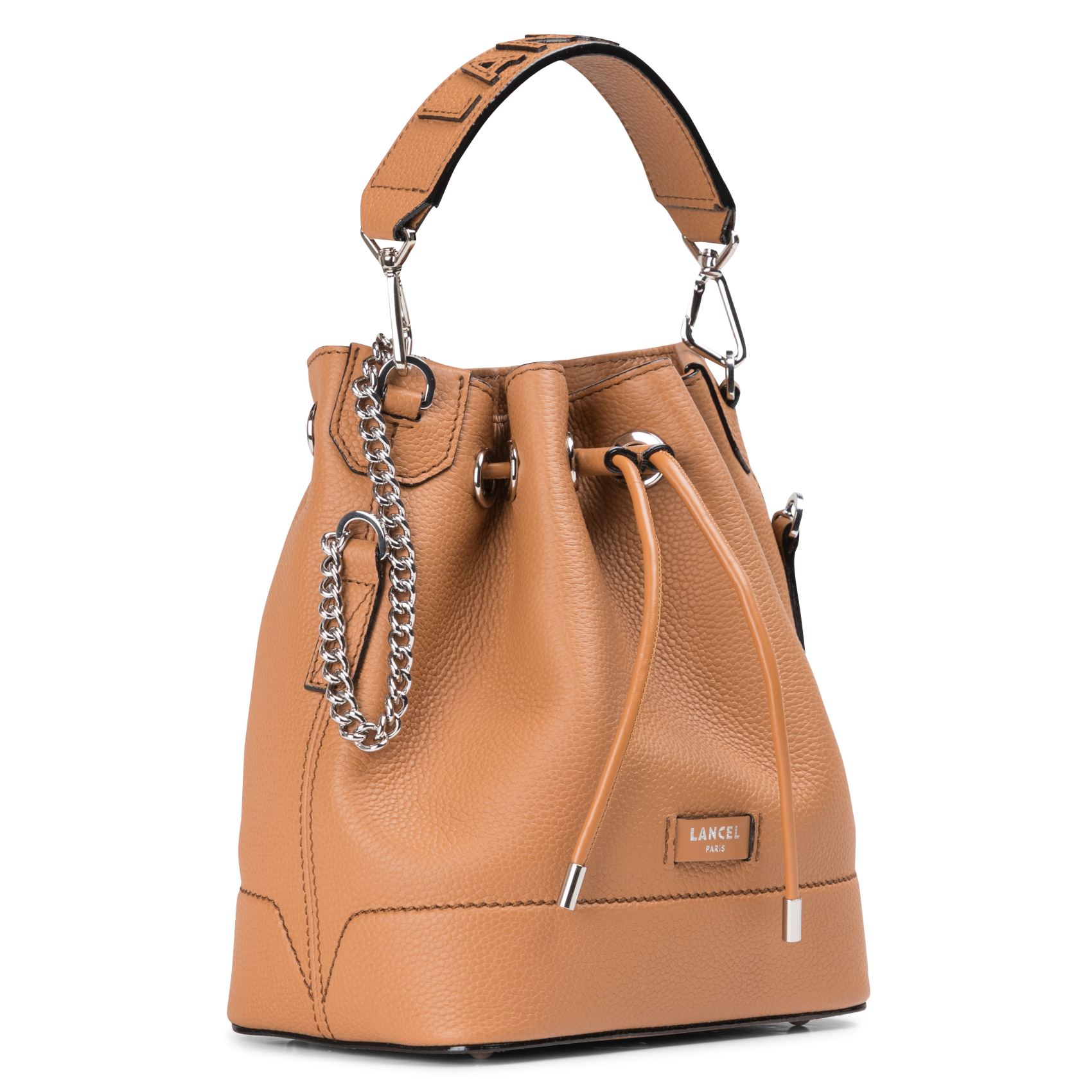 Beuteltasche aus genarbtem Leder LANCEL Beige