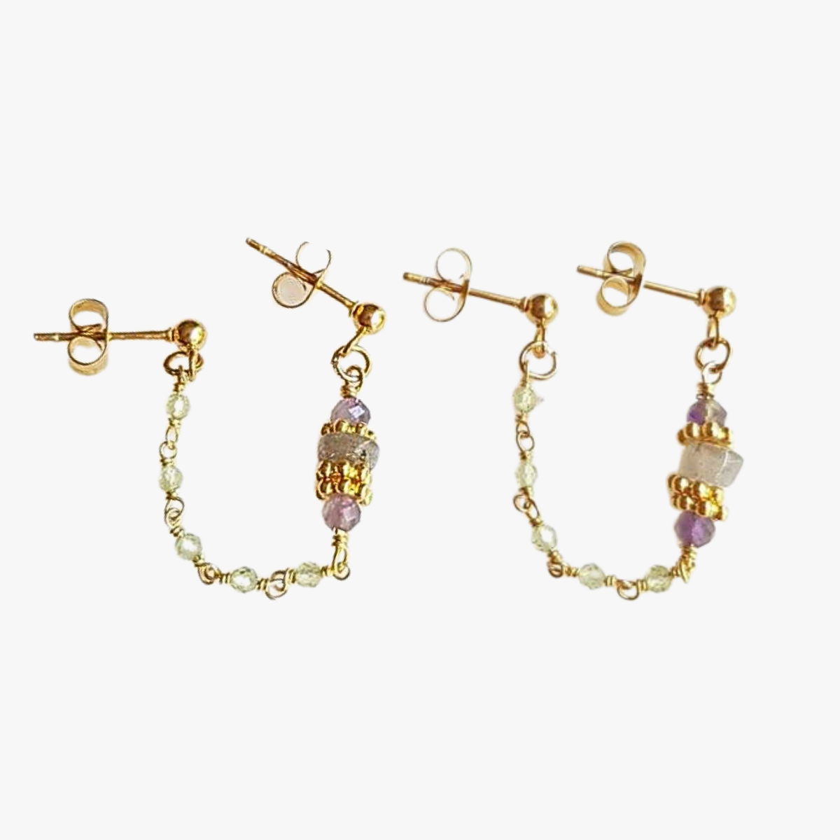 Peridot double earrings GINANDGER Multicolored