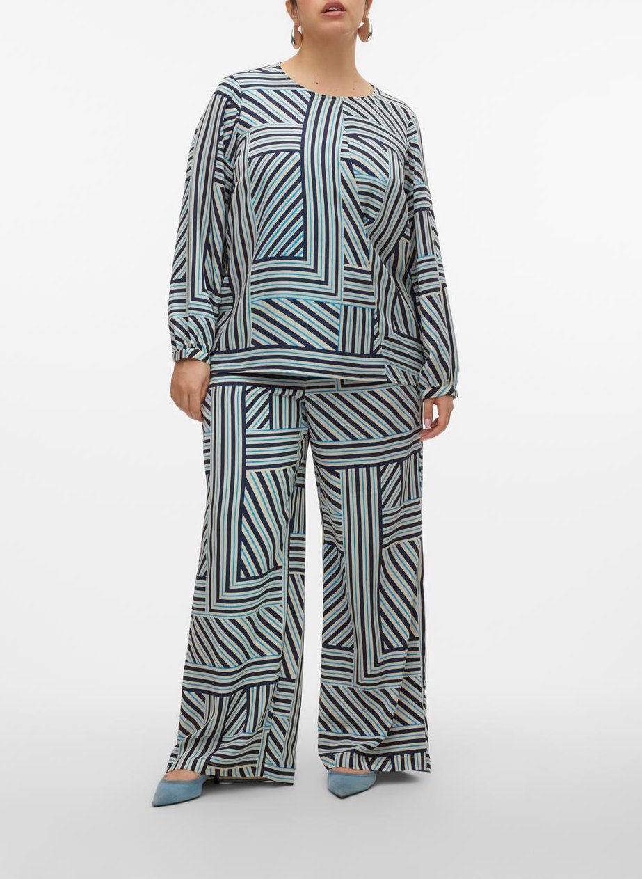 Pantalon taille haute imprimé VERO MODA CURVE Multicolore