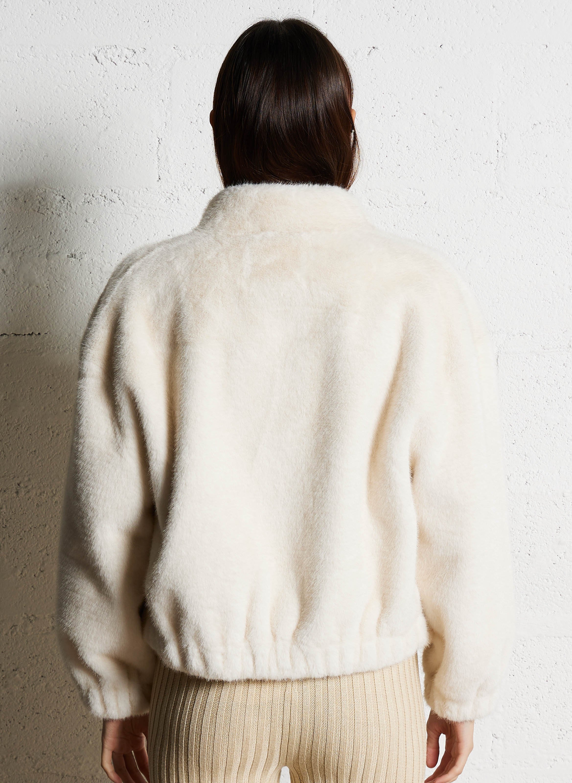 Veste ample col montant en fourrure synthétique BA&SH Beige