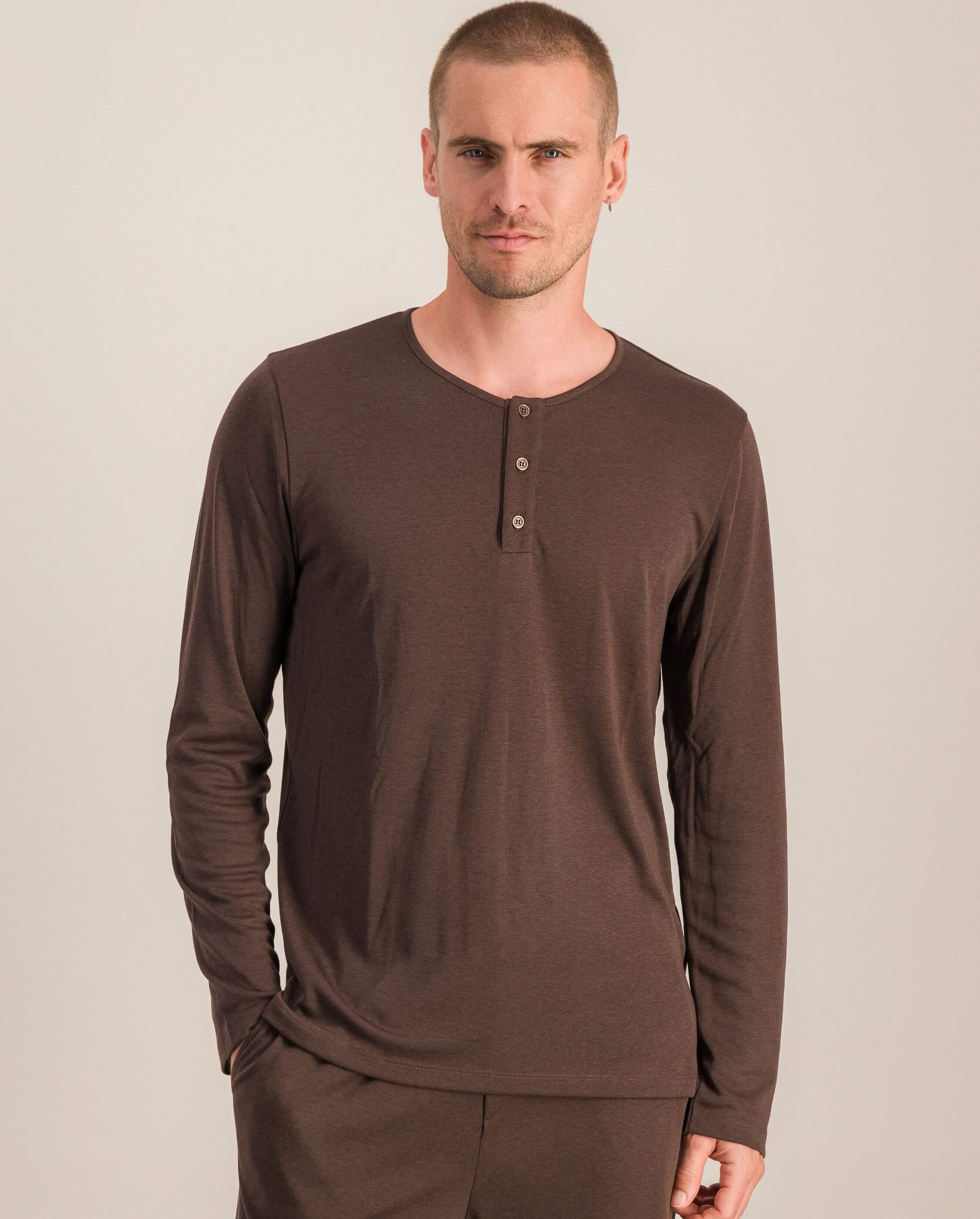 Men's pajama top, chocolate ANGARDE Brown