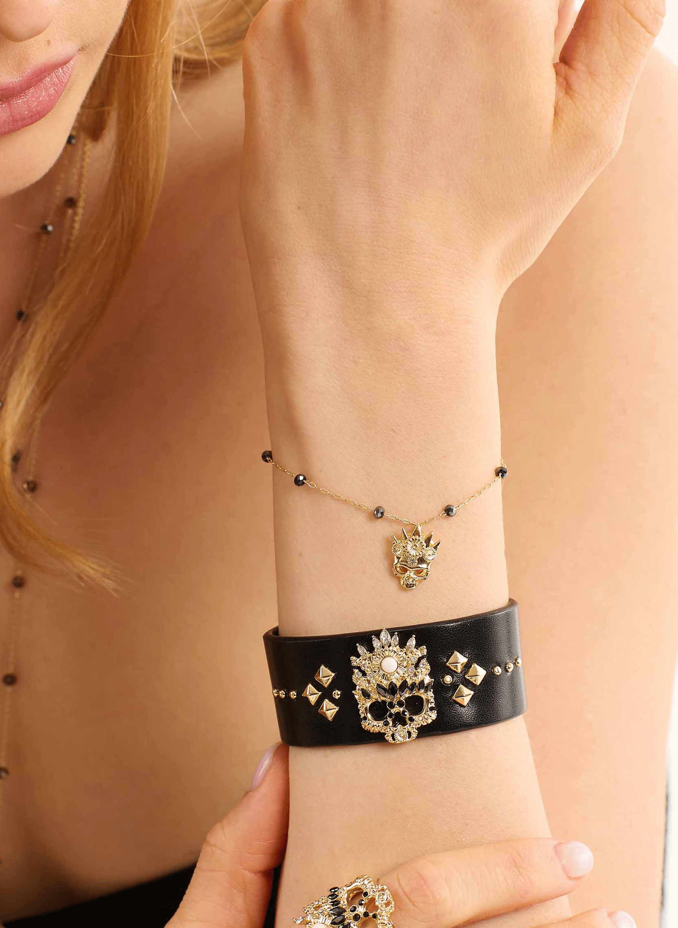 Adjustable bracelet with beads and charm HIPANEMA Golden