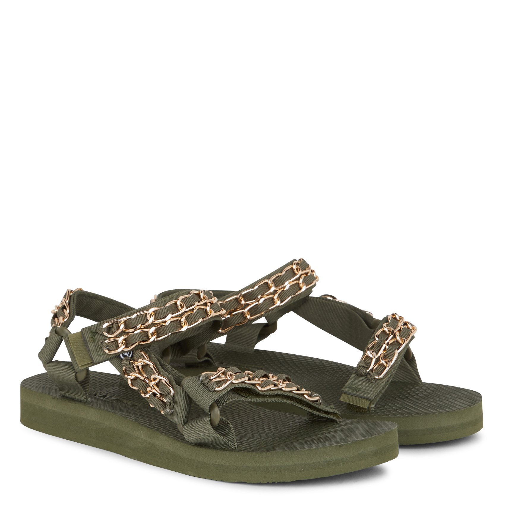 Sandales plates à scratch ARIZONA LOVE Kaki