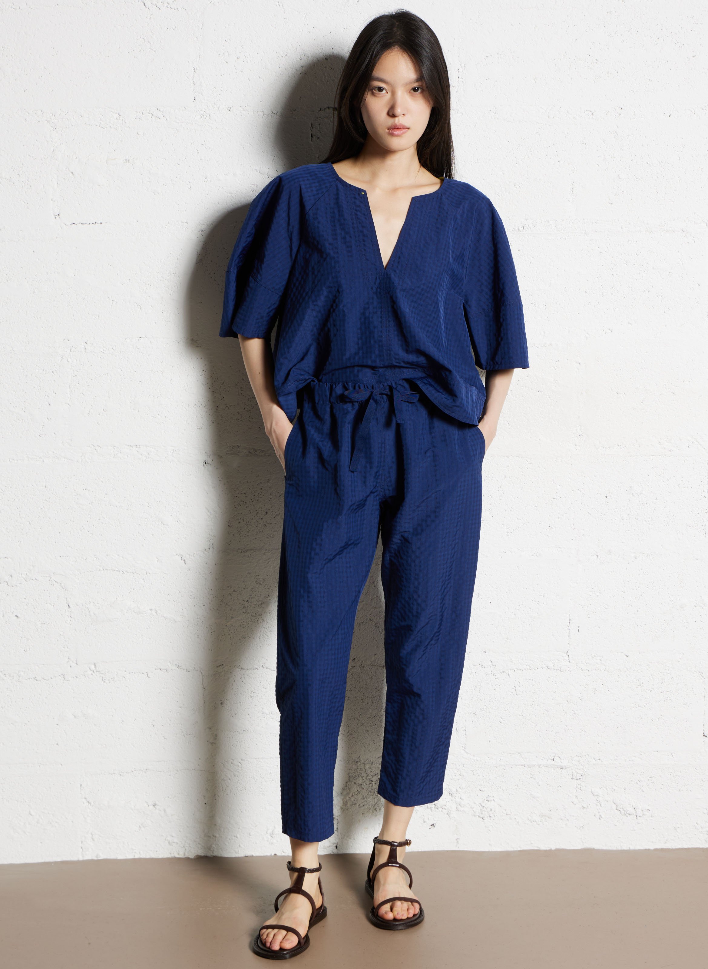 Blouse à col tunisien  DR BLOOM Bleu