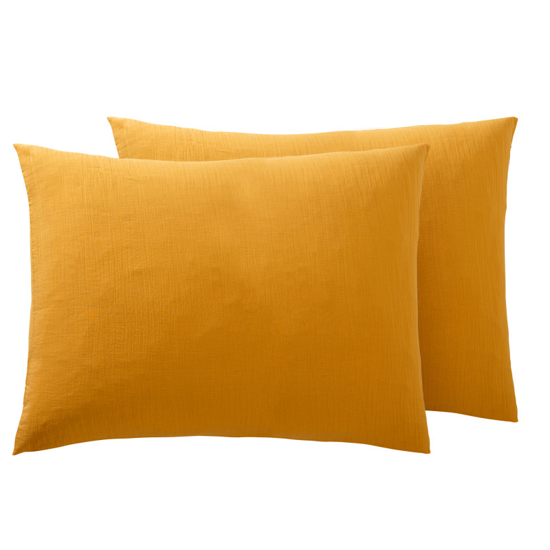 Cotton percale pillow case COTON PUR Yellow