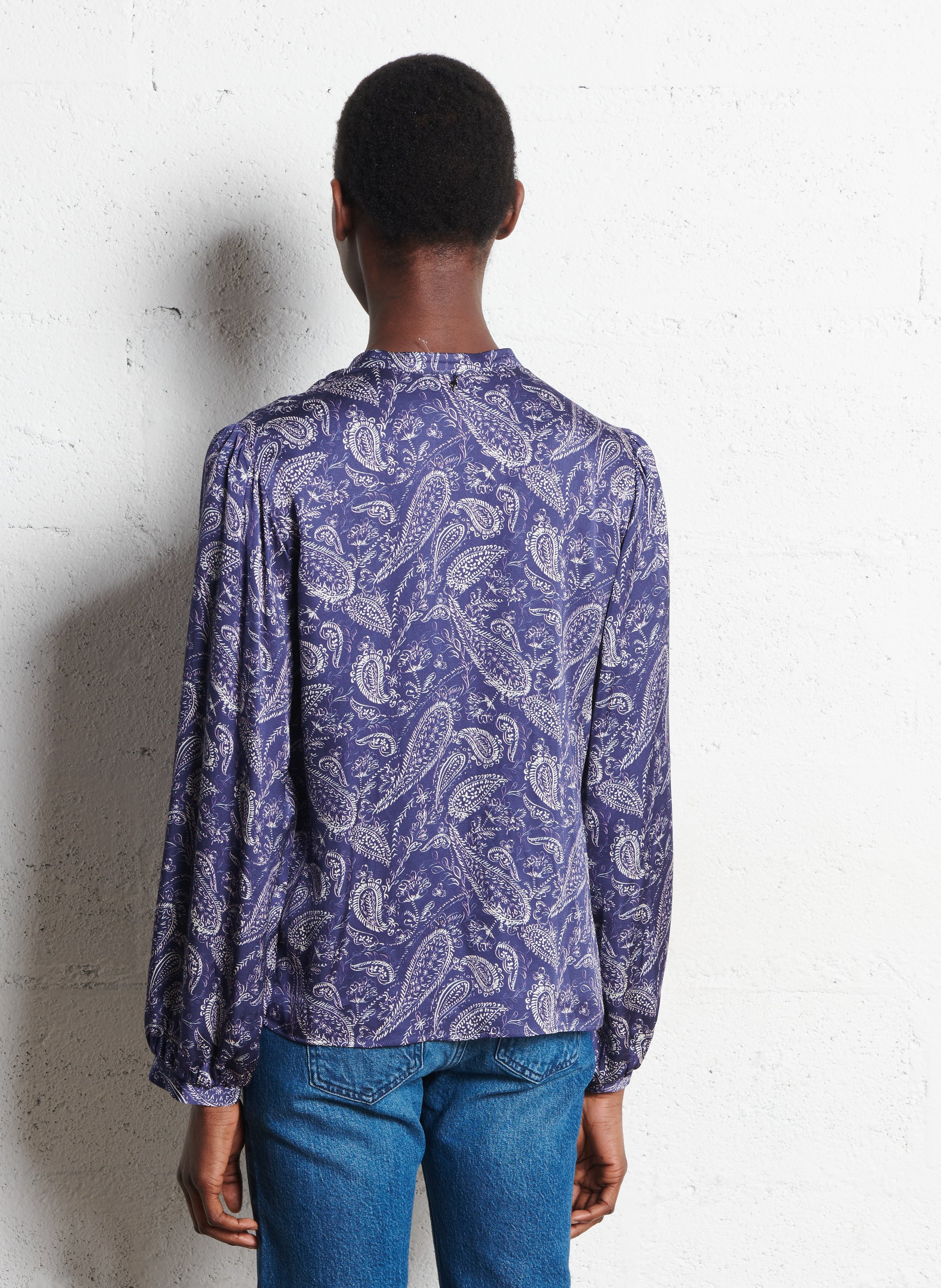 Printed straight shirt ONE STEP Blue