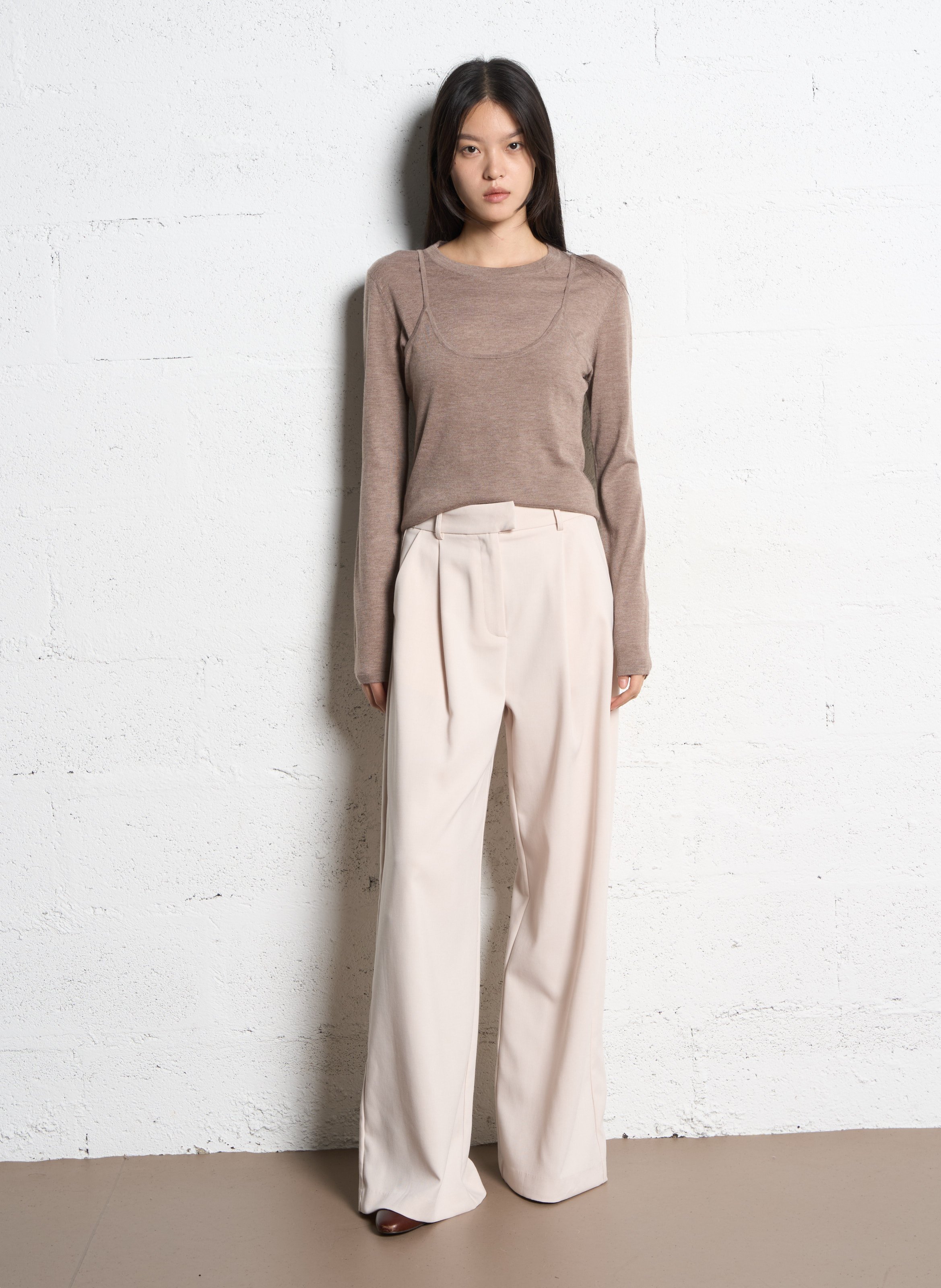 Pull droit col rond SUNCOO Marron