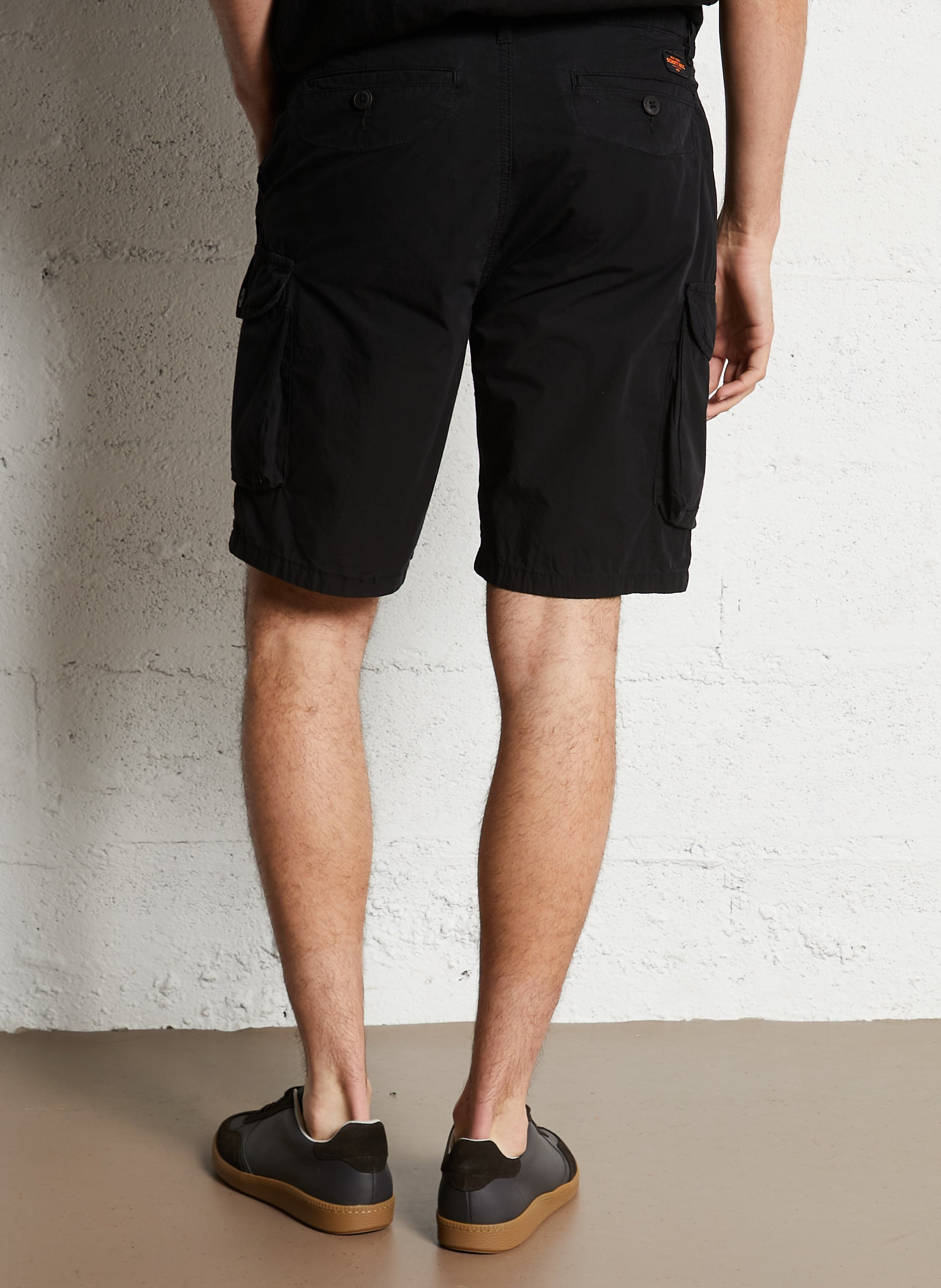 Straight cotton shorts Black