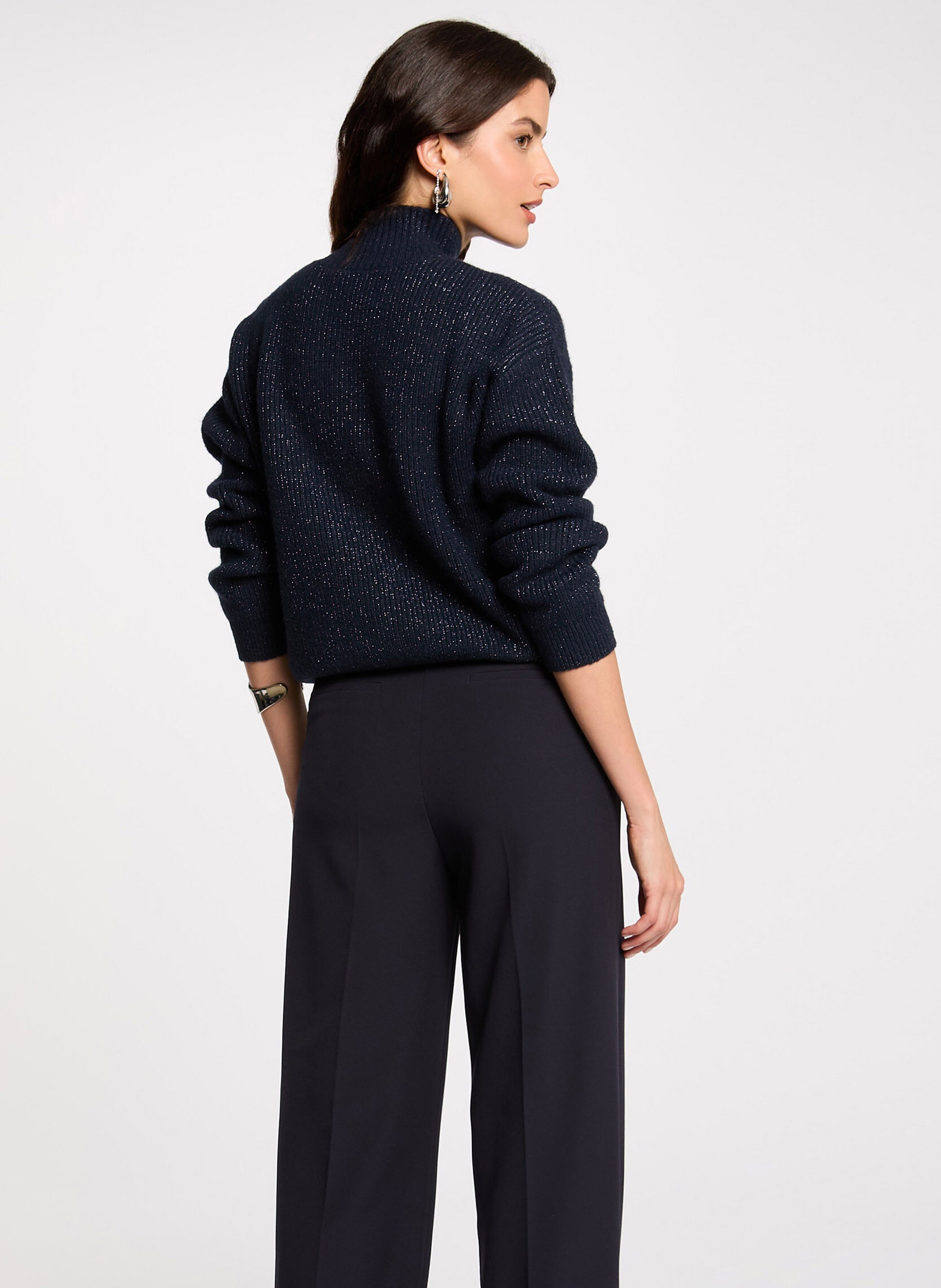 Straight-cut high-neck sweater MORGAN Blue