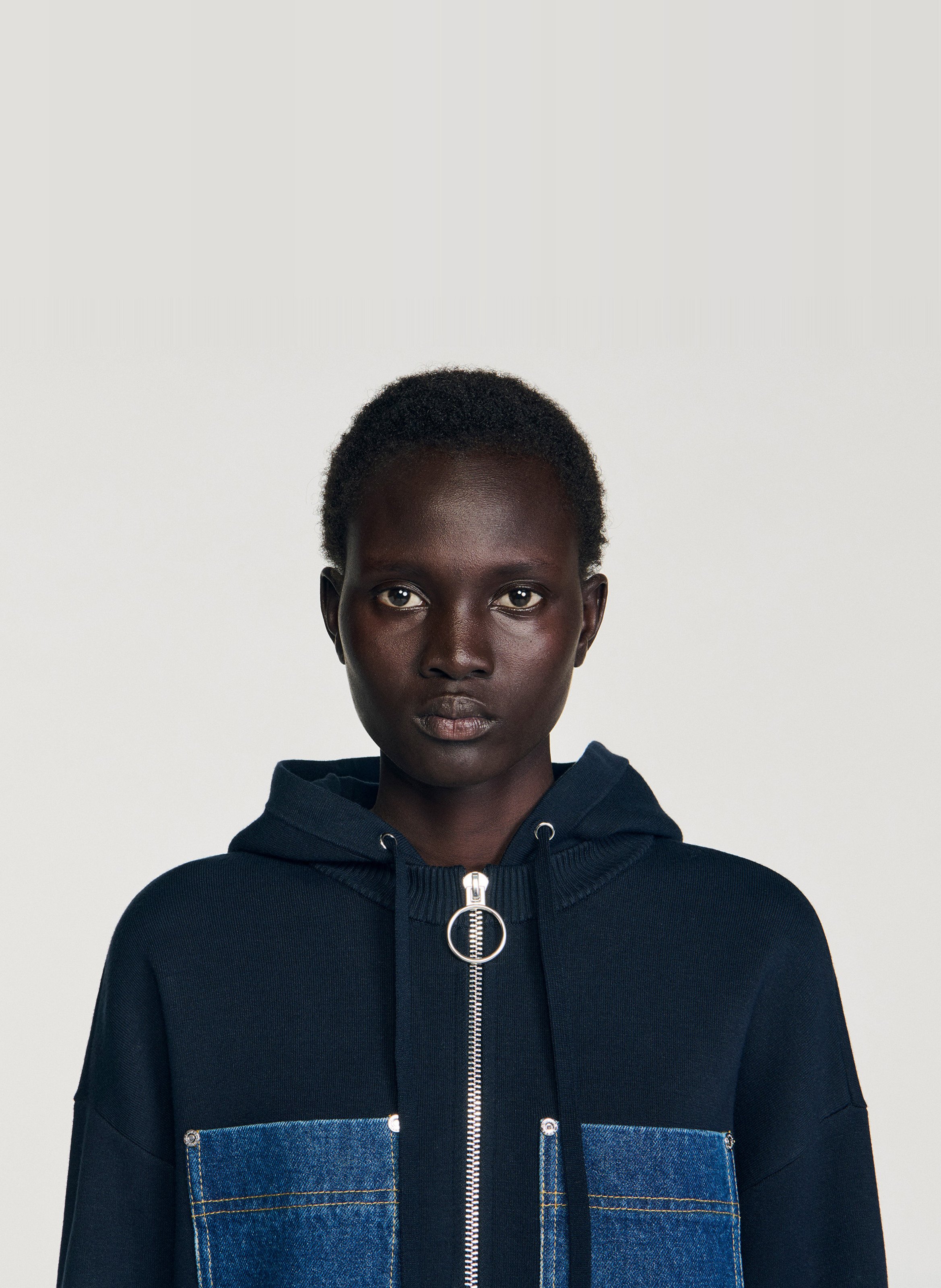 Sweat zippé à capuche SANDRO Bleu