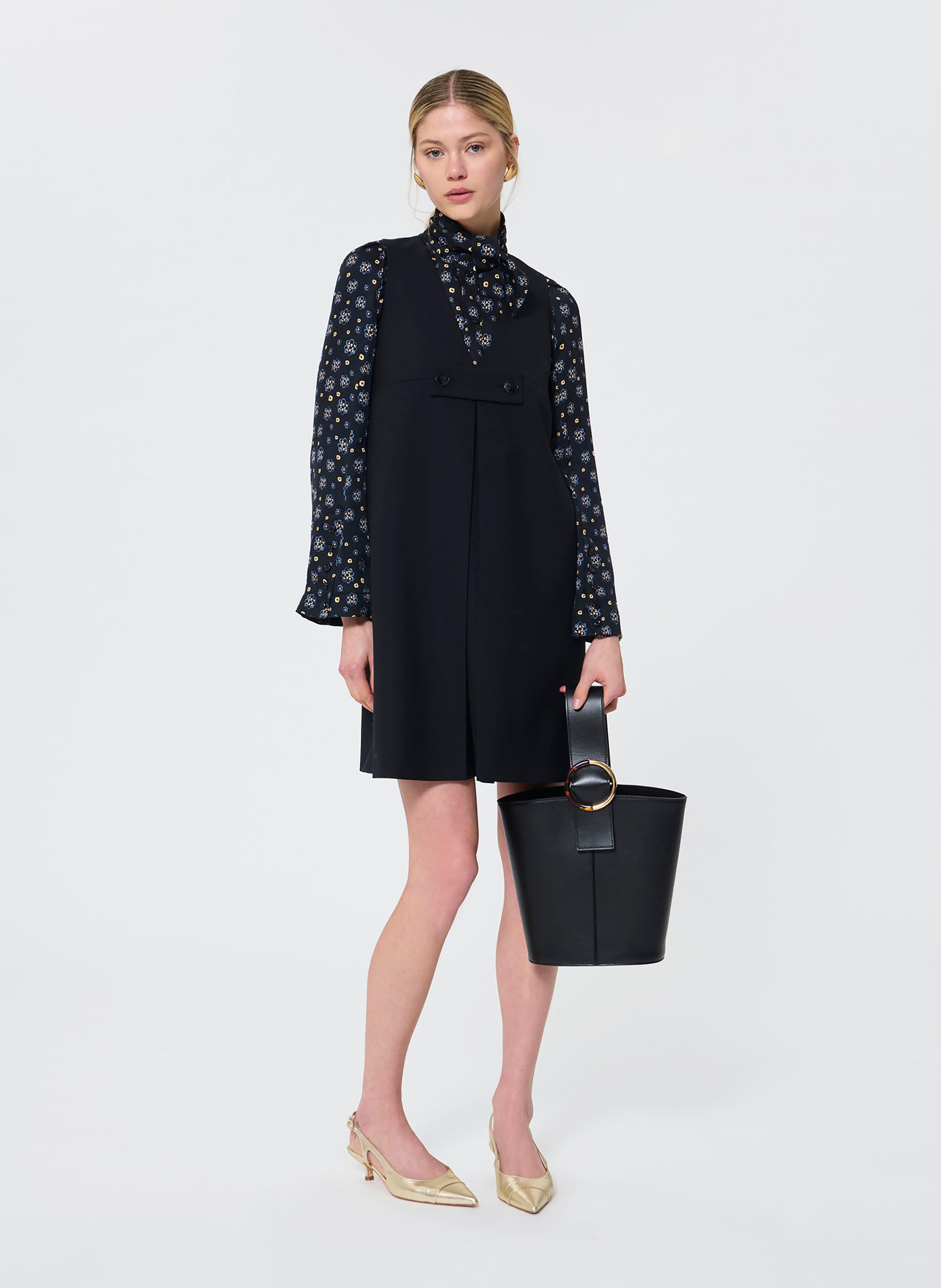 Abito corto scollo a V in lana TARA JARMON Blu