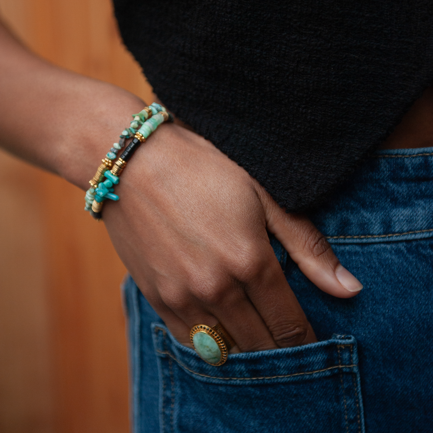 Heishi and Crunches Bracelet - Alba L'ATELIER DES DAMES Golden