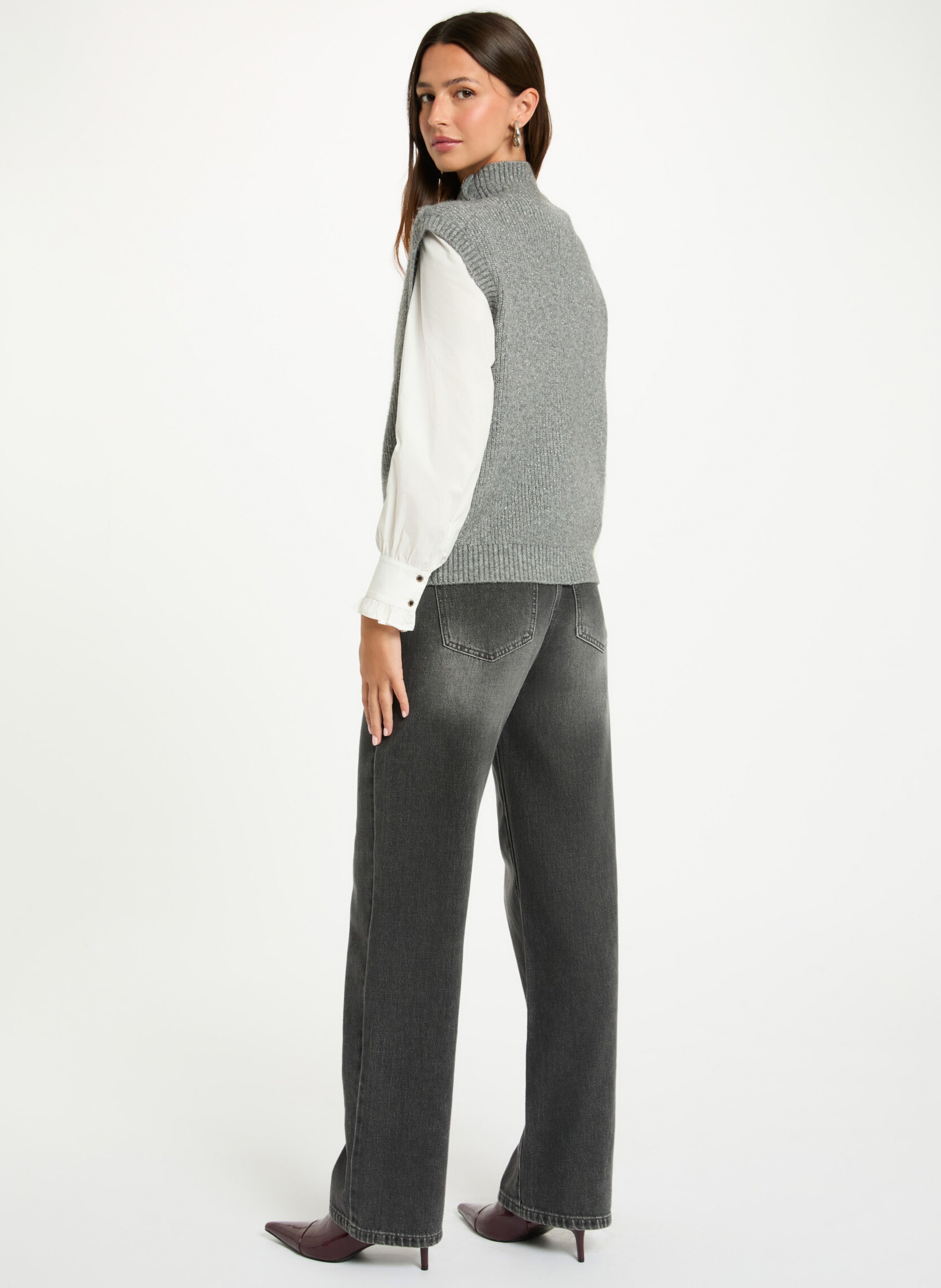 Pull col montant  MORGAN Gris