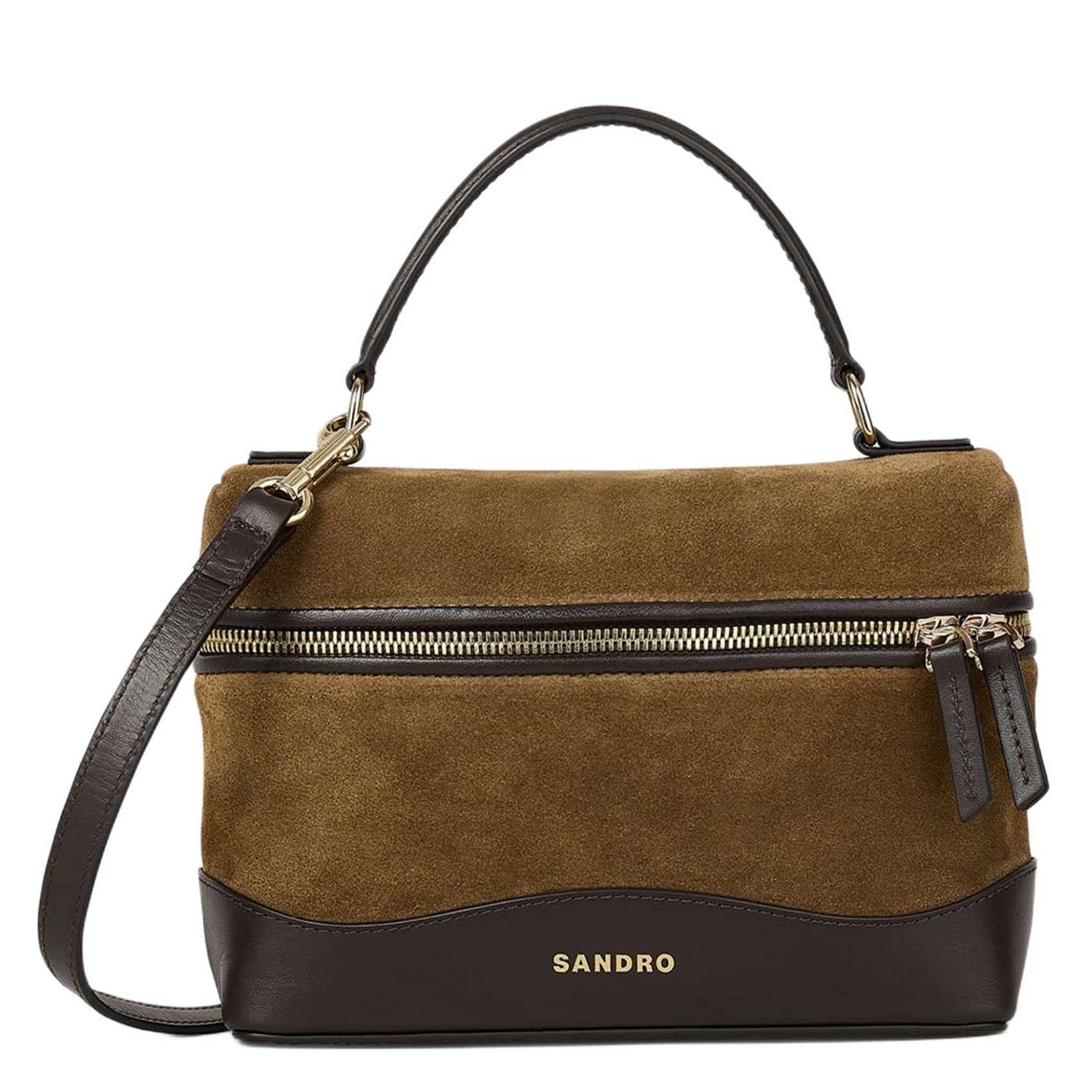 Sac bandoulière en cuir SANDRO Marron