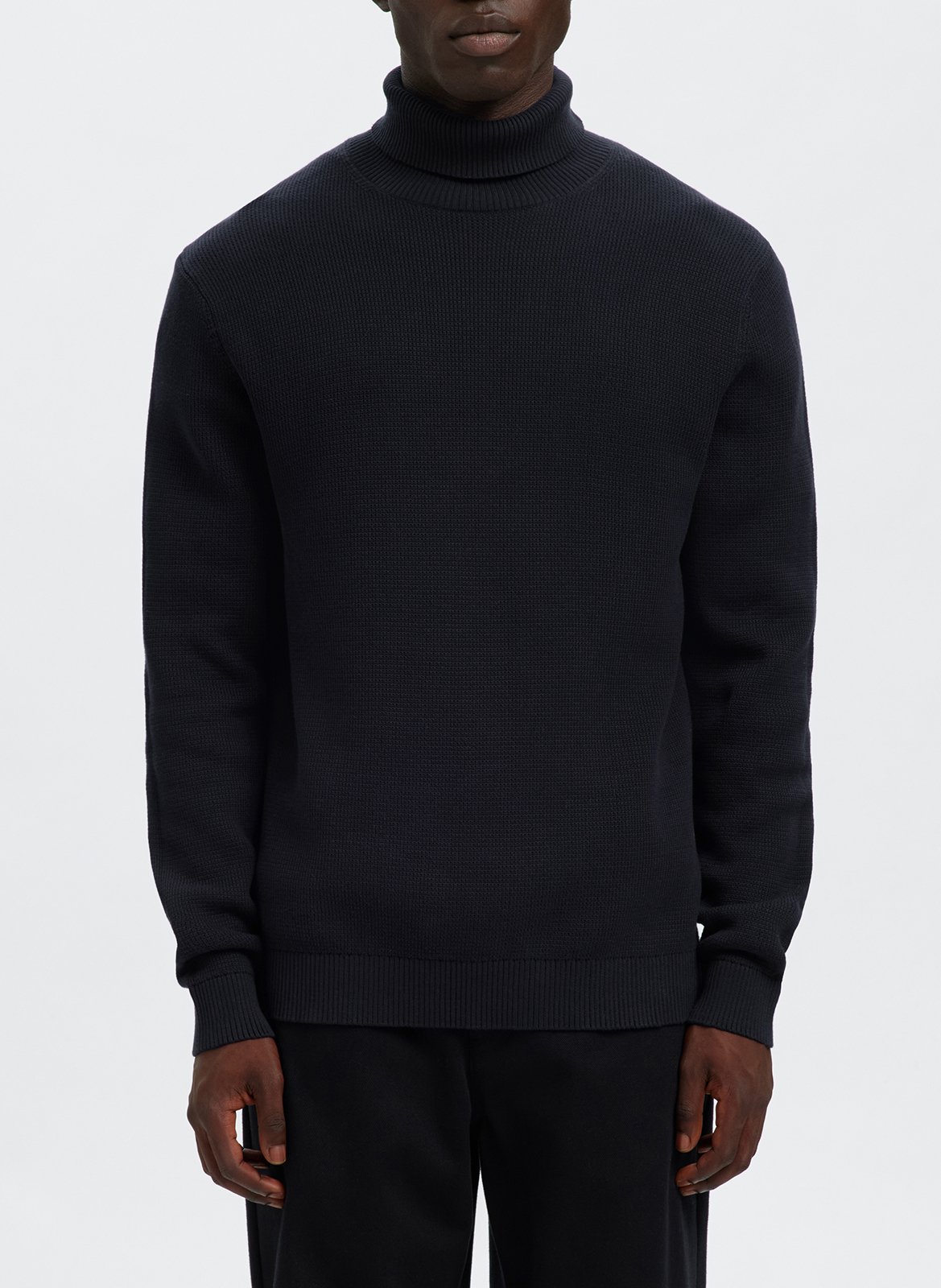 Sous-pull droit col roulé en coton bio SELECTED Bleu