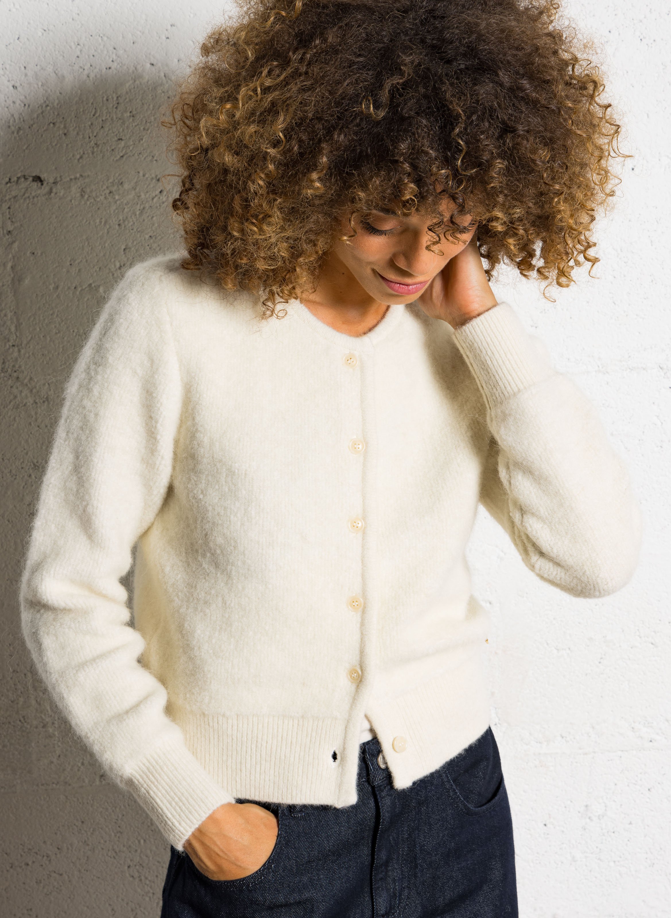 Oversized round neck wool blend vest DES PETITS HAUTS