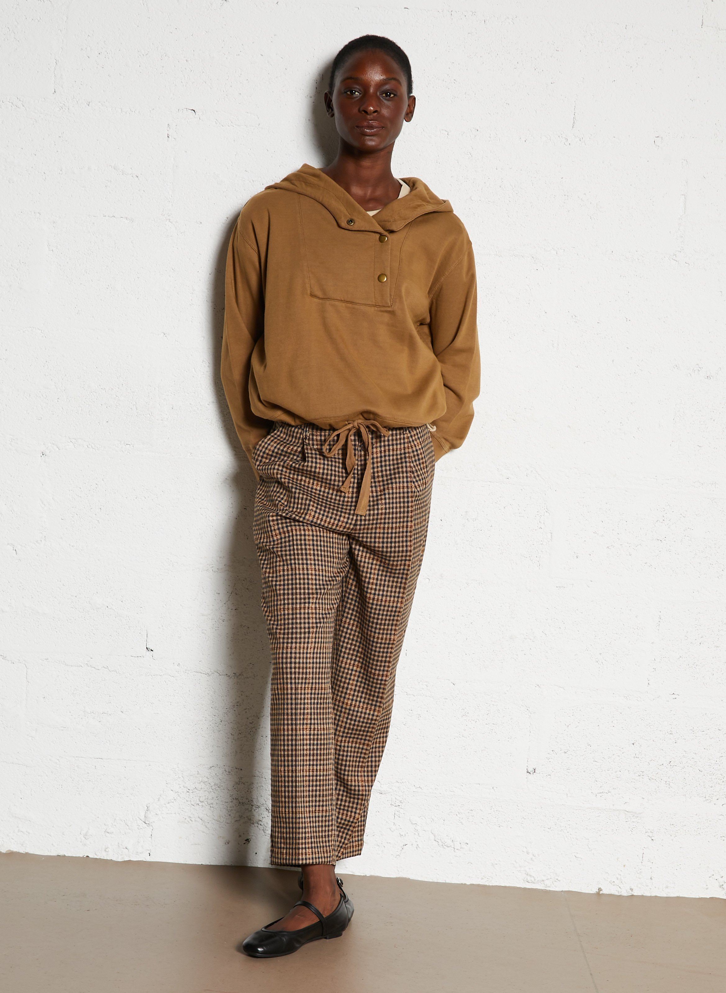 Katoenen hoodie met capuchon LEON & HARPER Bruin